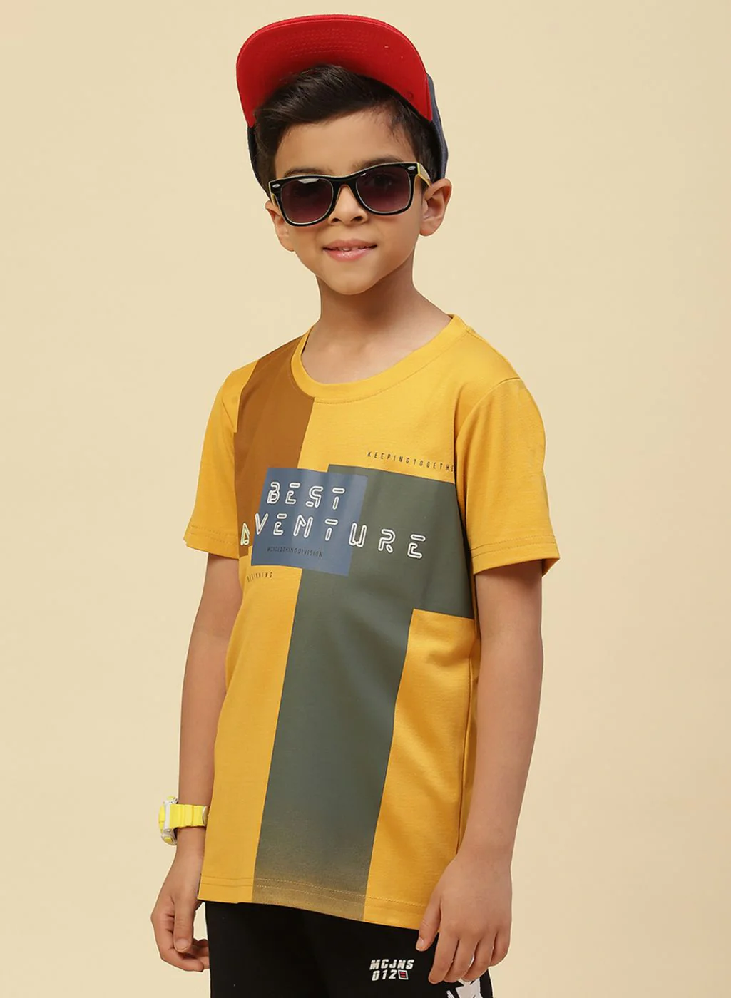 Boys Mustard Printed T-Shirt - Image 2