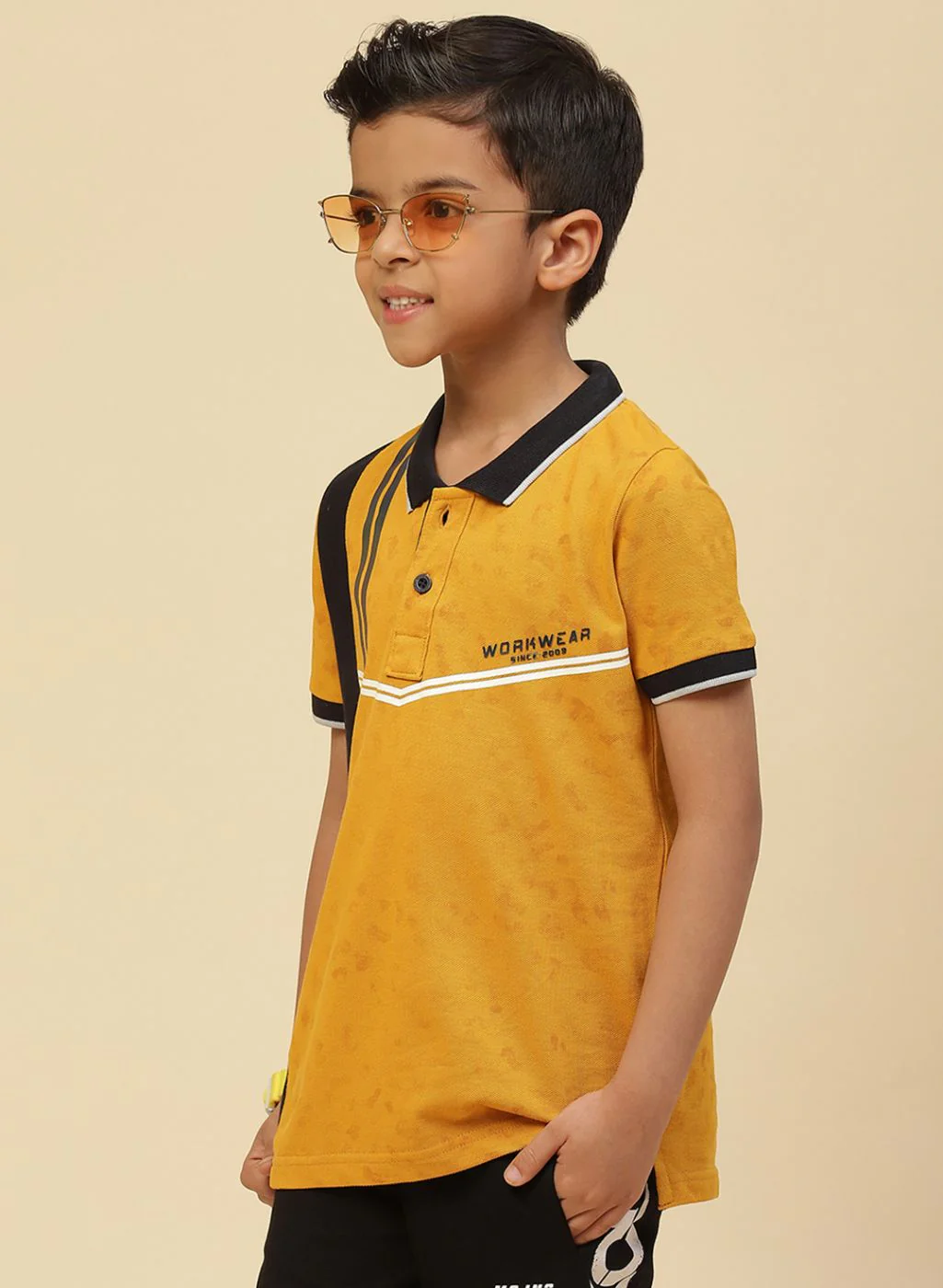 Boys Mustard Printed T-Shirt - Image 2