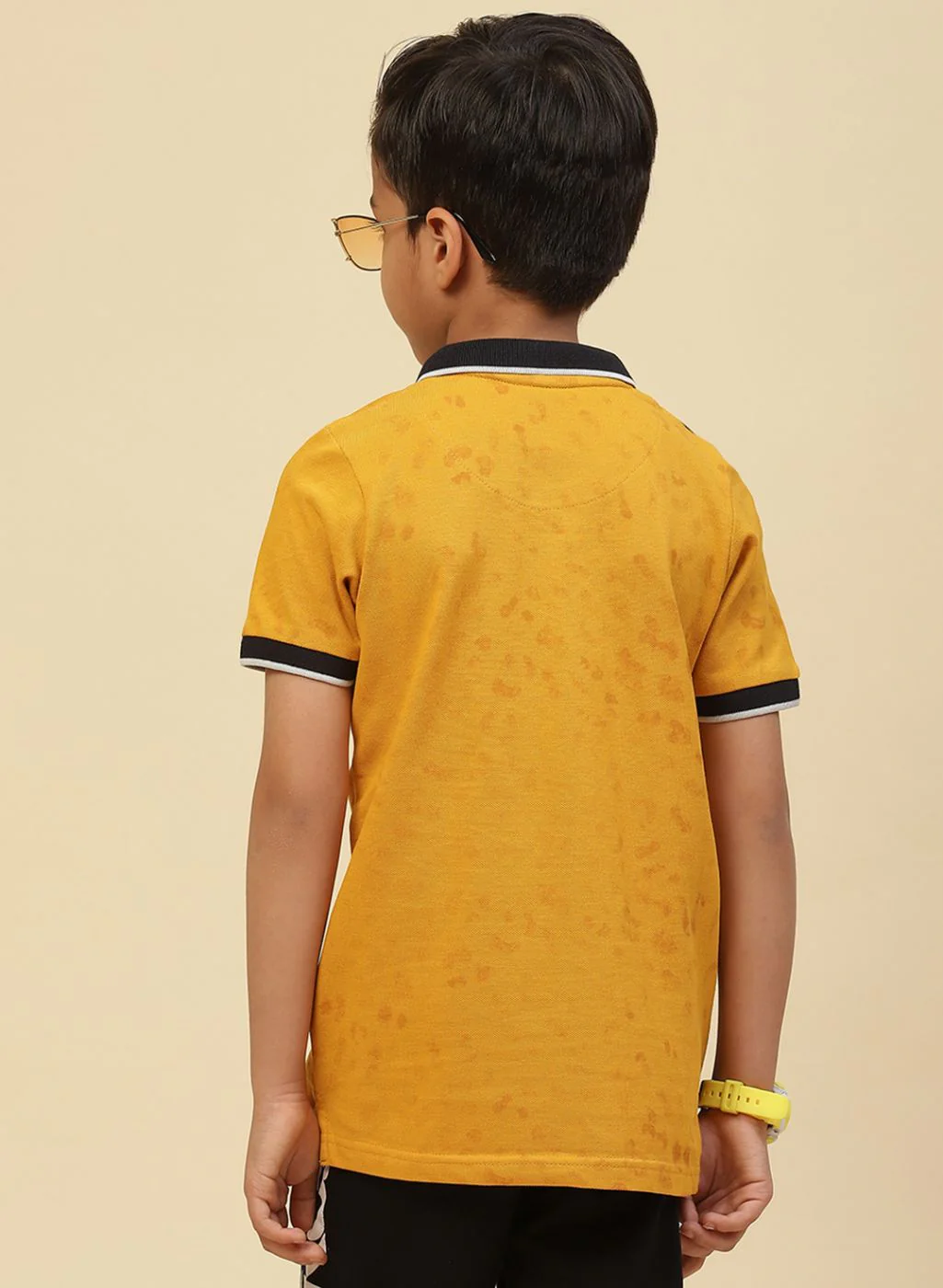 Boys Mustard Printed T-Shirt - Image 4