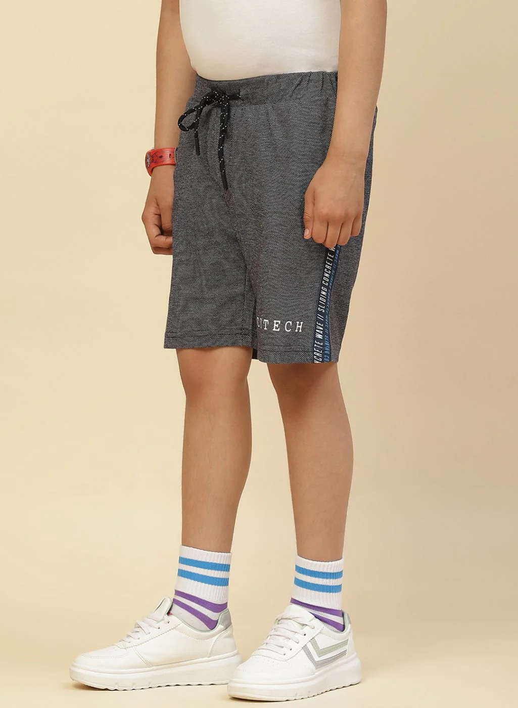 Boys NAvy Blue Printed Bermuda - Image 2