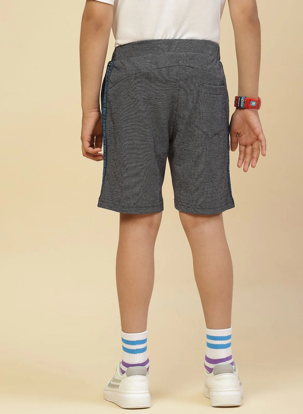 Boys NAvy Blue Printed Bermuda - Image 4