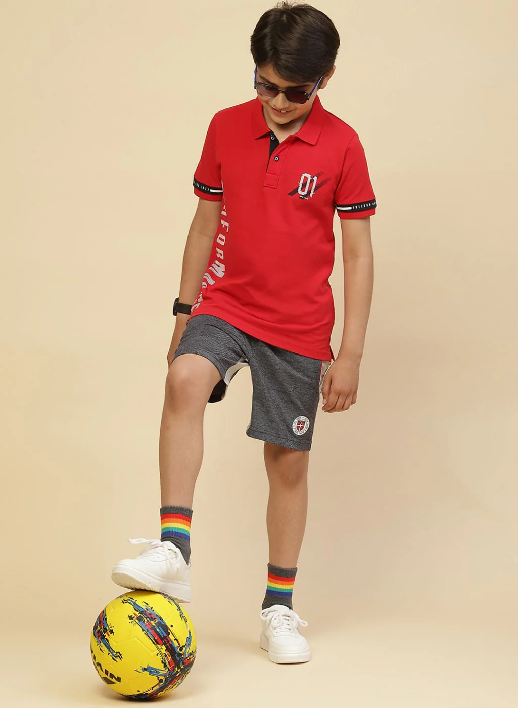 Boys NAvy Blue Printed Bermuda - Image 4