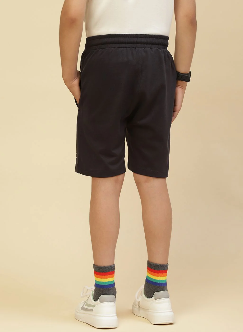 Boys NAvy Blue Printed Bermuda - Image 5