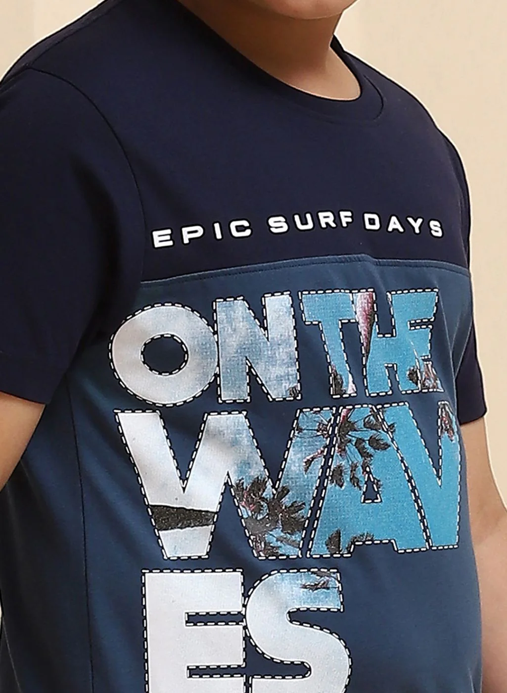 Boys NAvy Blue Printed Bermuda Set - Image 6