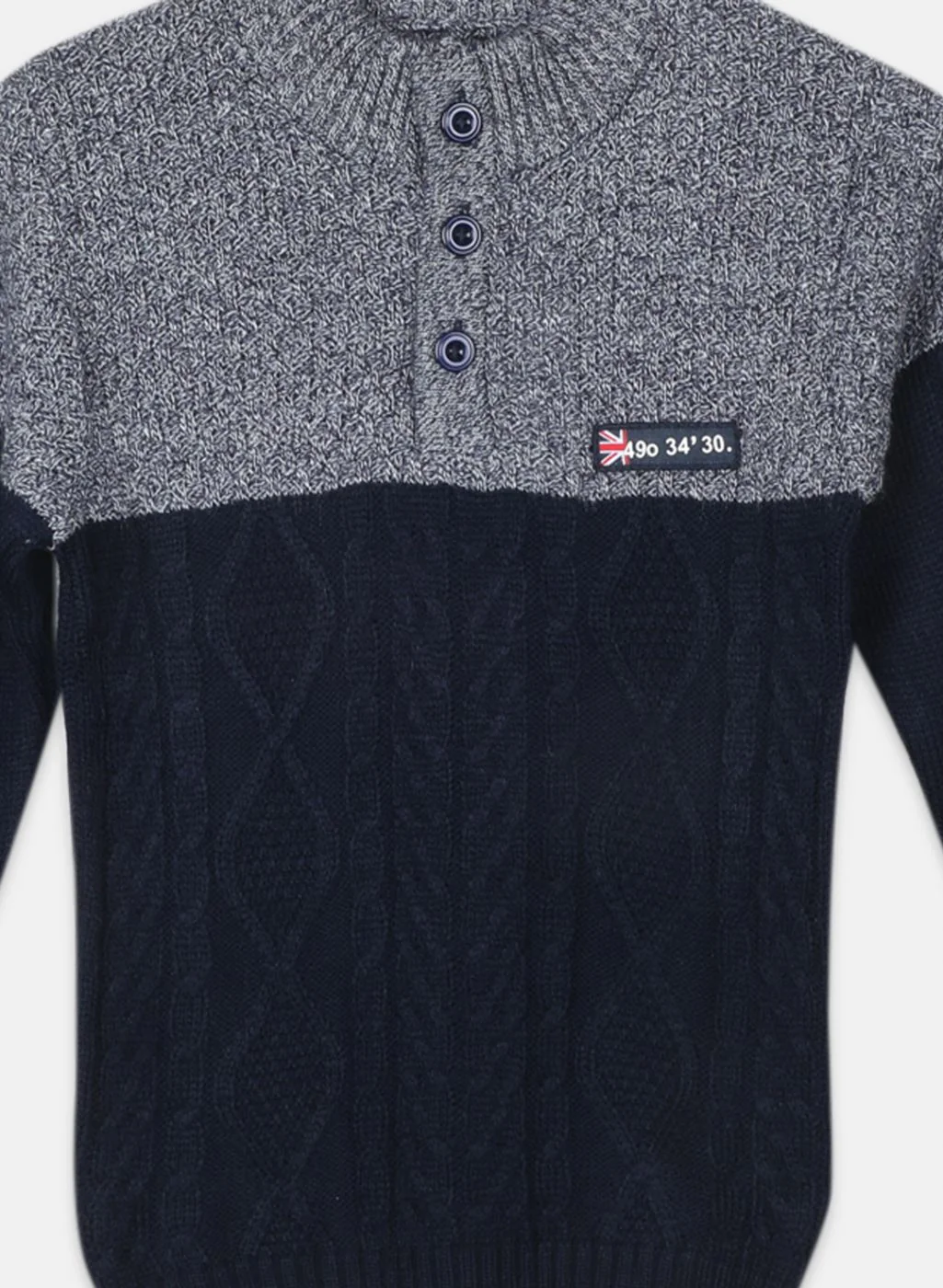 Boys NAvy Blue Printed Pullover - Image 3