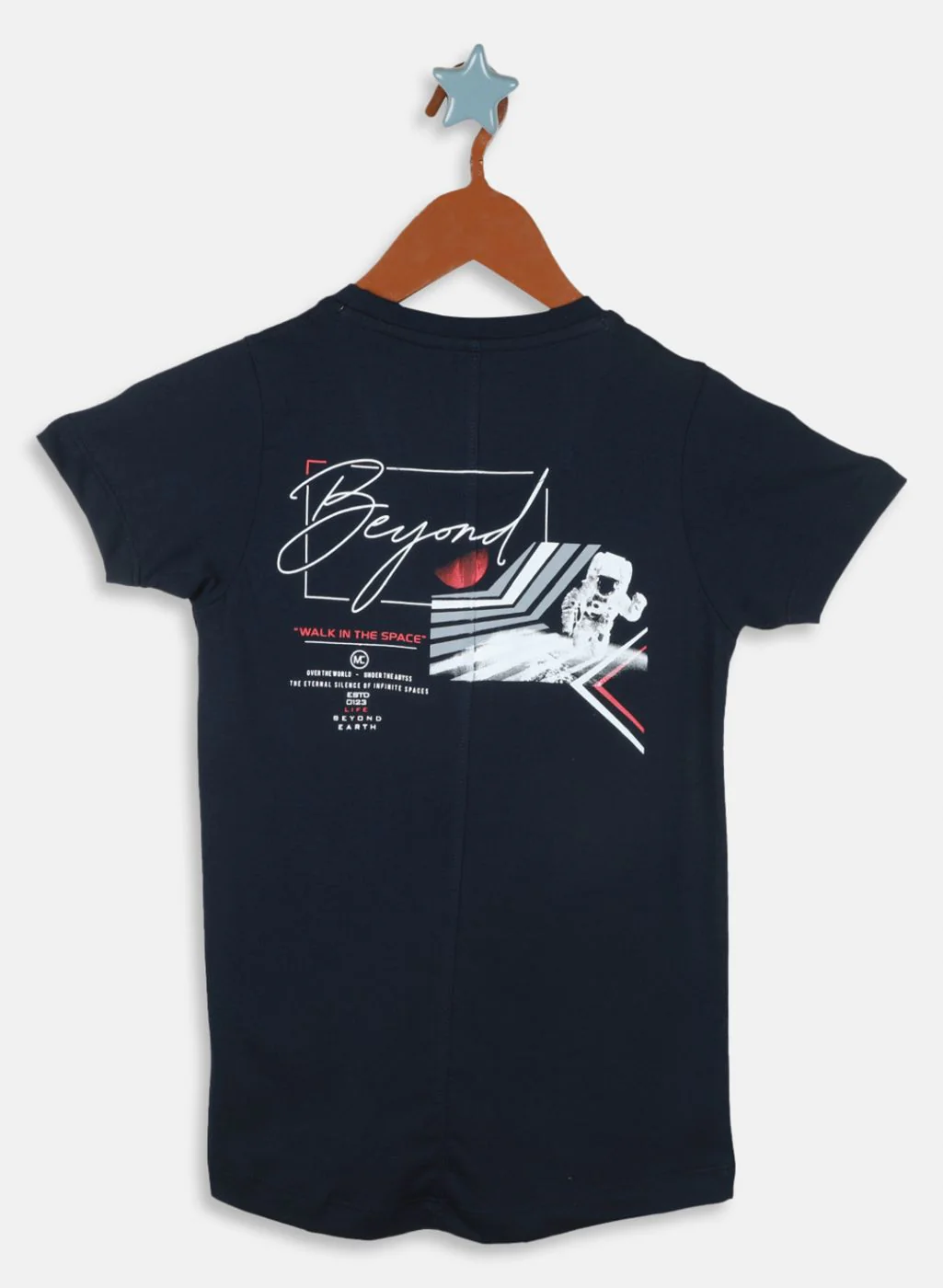 Boys Navy Blue Printed T-Shirt - Image 2