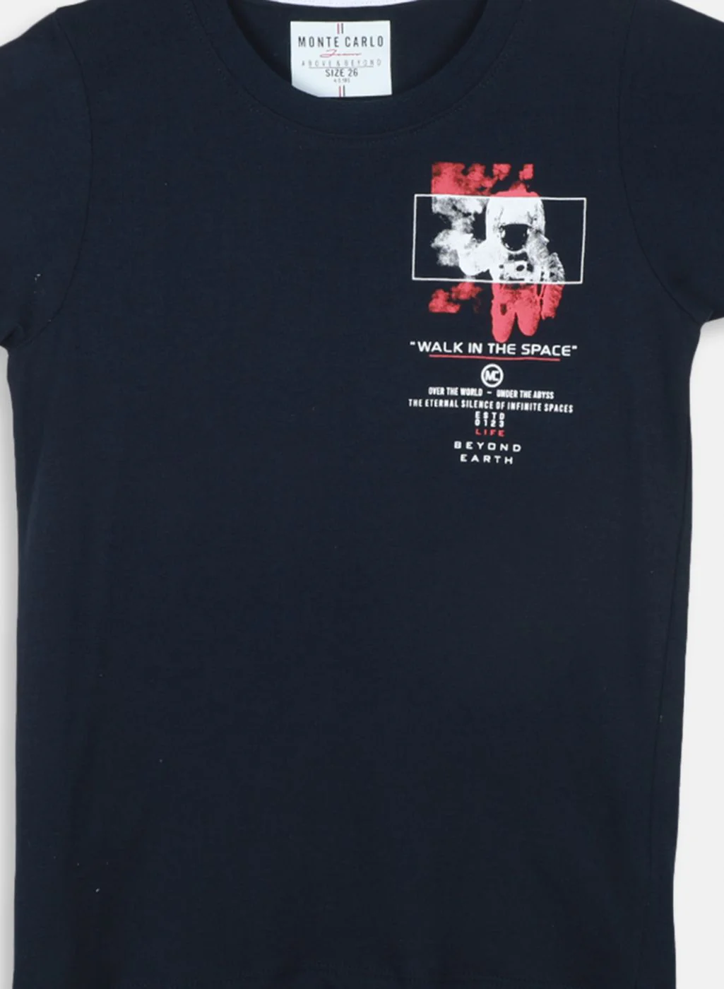 Boys Navy Blue Printed T-Shirt - Image 3