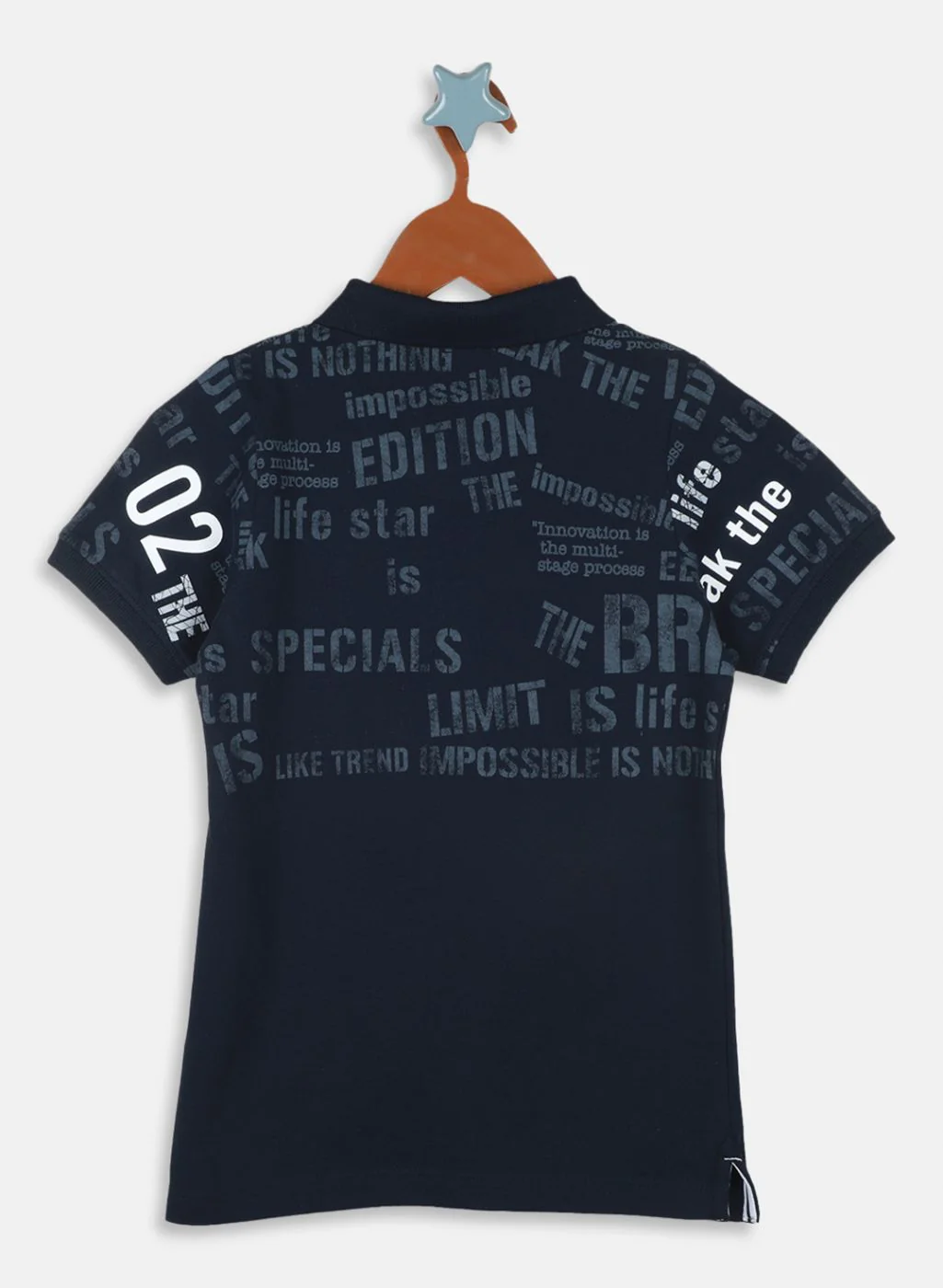 Boys Navy Blue Printed T-Shirt - Image 2