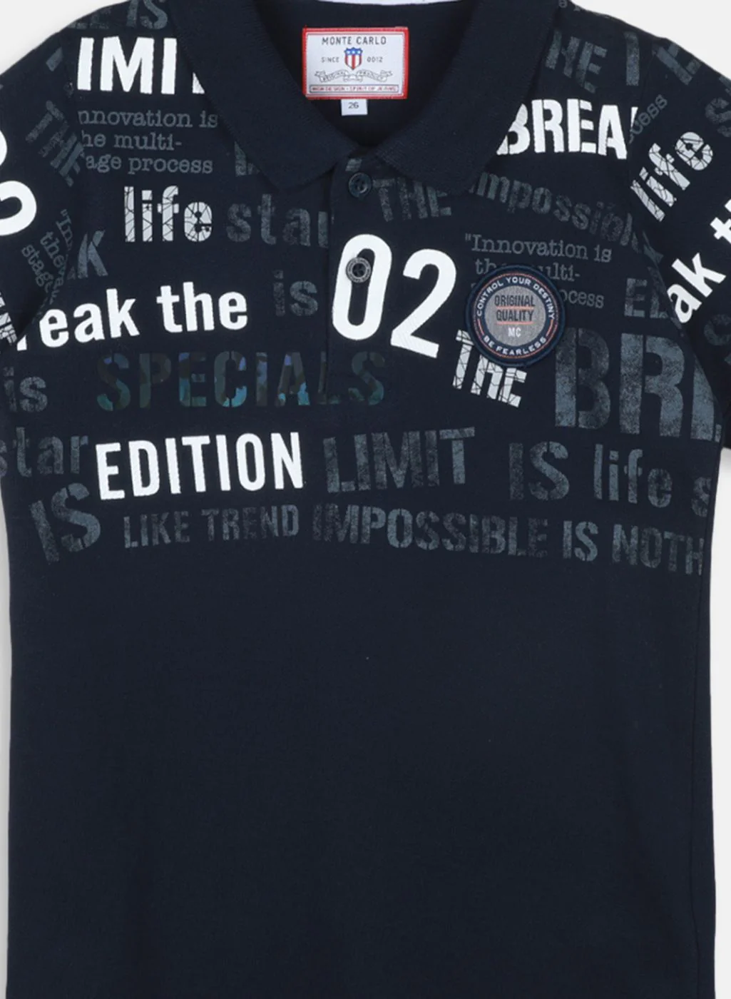 Boys Navy Blue Printed T-Shirt - Image 3