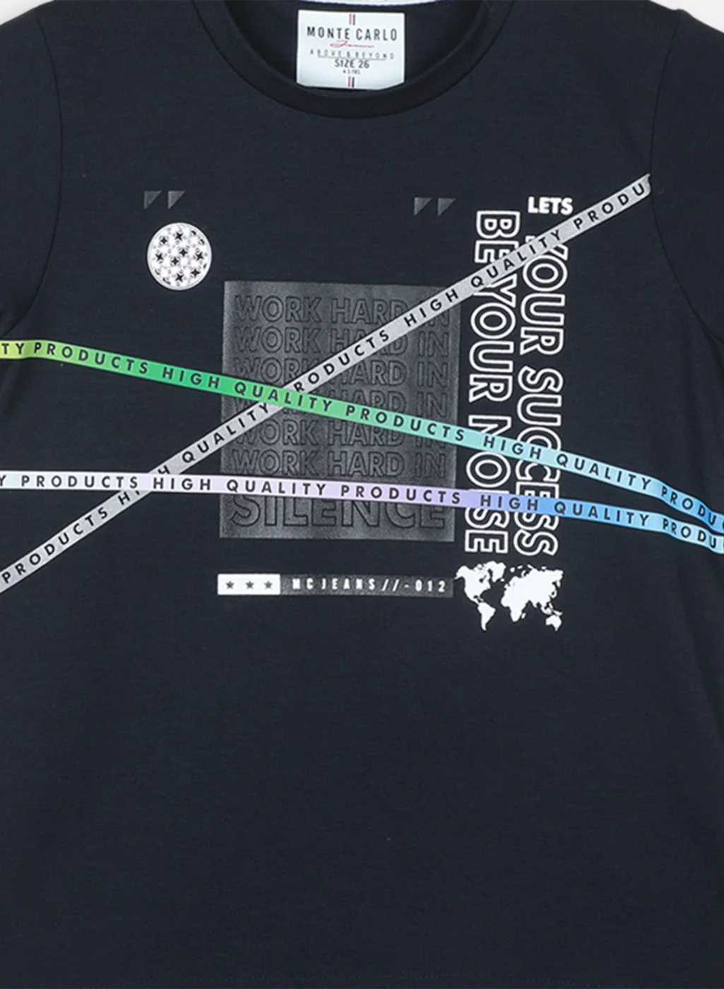 Boys Navy Blue Printed T-Shirt - Image 3