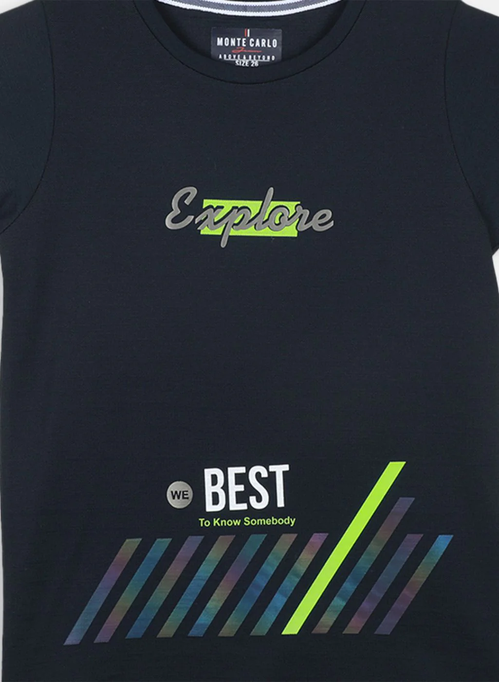 Boys Navy Blue Printed T-Shirt - Image 3