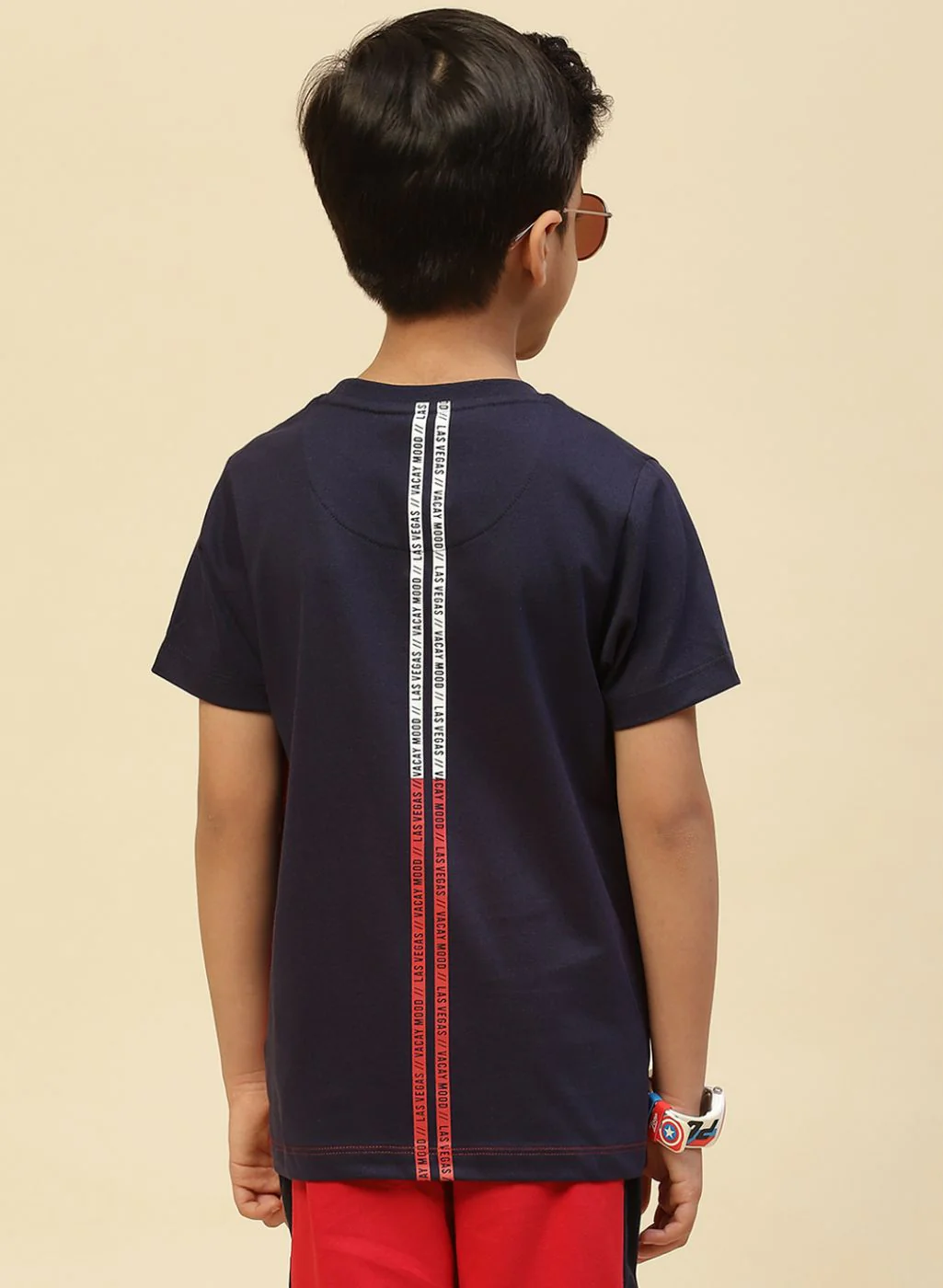 Boys Navy Blue Printed T-Shirt - Image 4