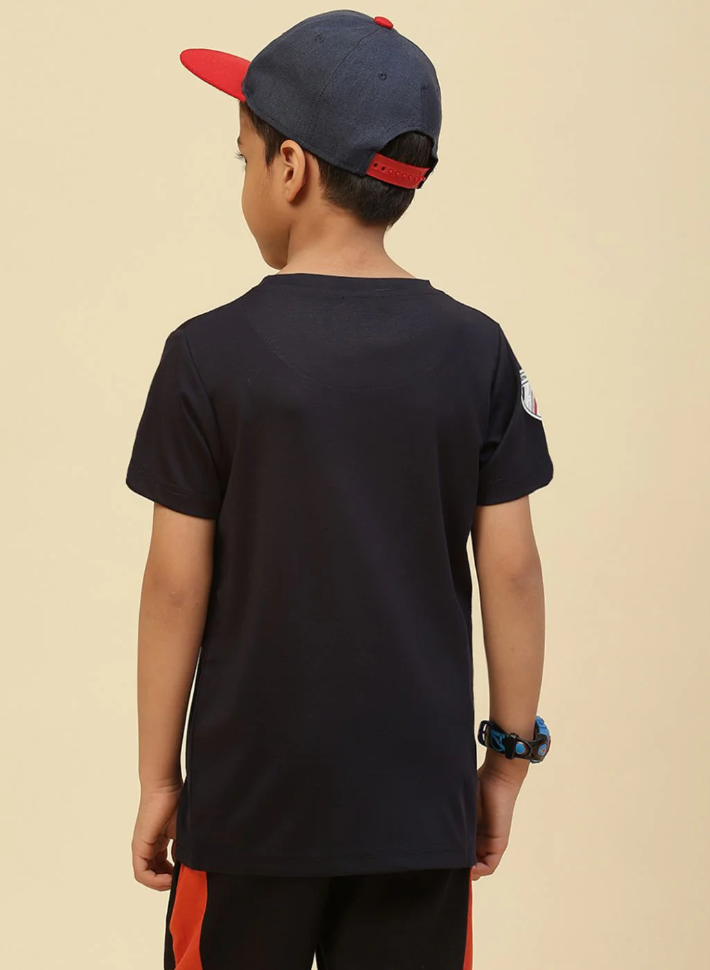 Boys Navy Blue Printed T-Shirt - Image 5