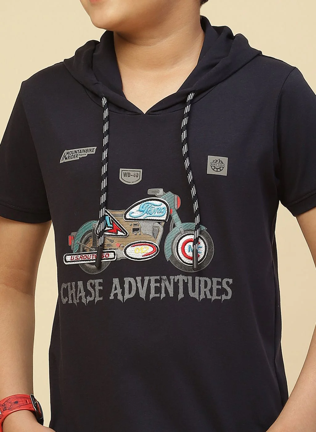 Boys Navy Blue Printed T-Shirt - Image 6