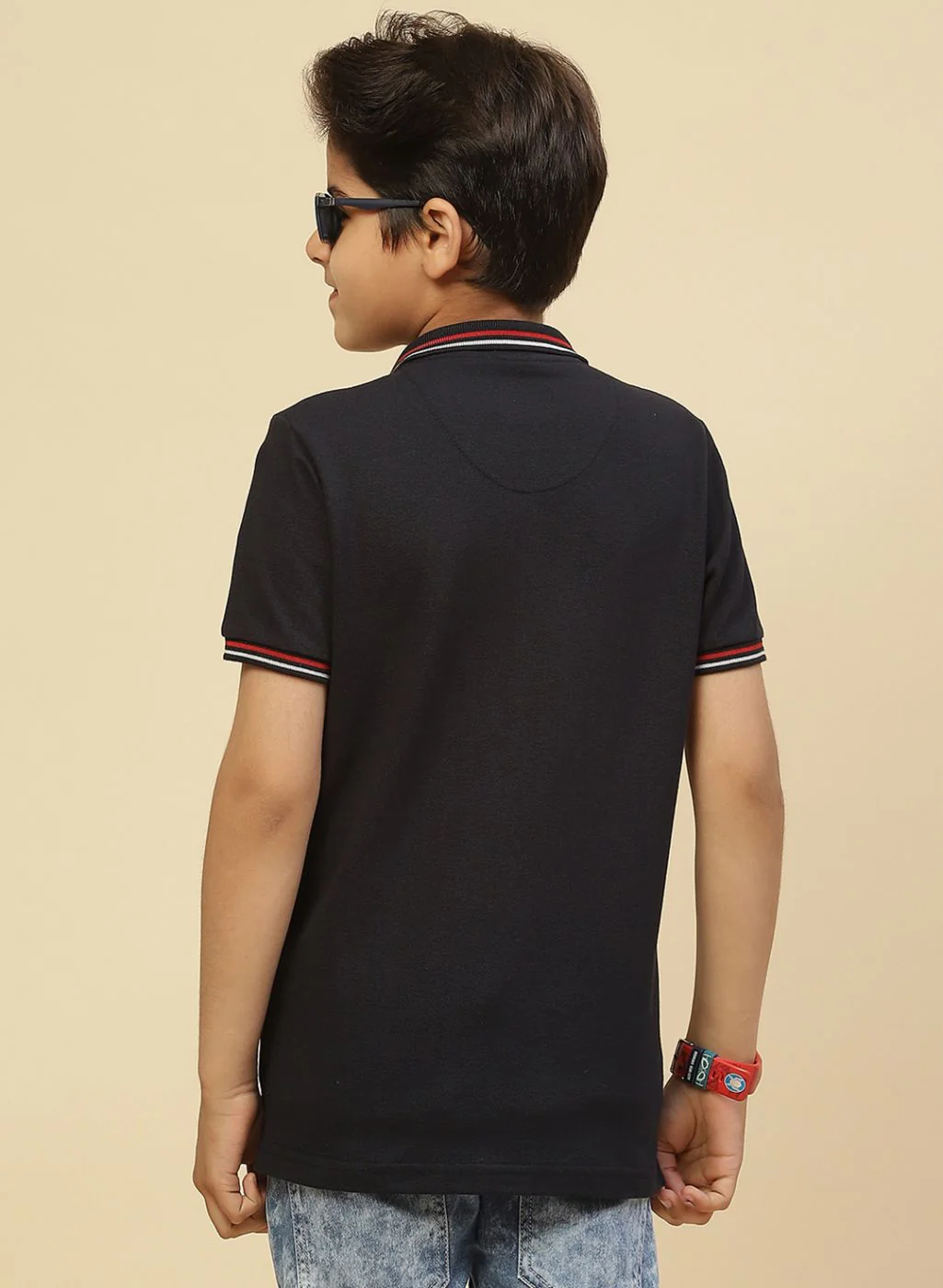 Boys Navy Blue Printed T-Shirt - Image 5