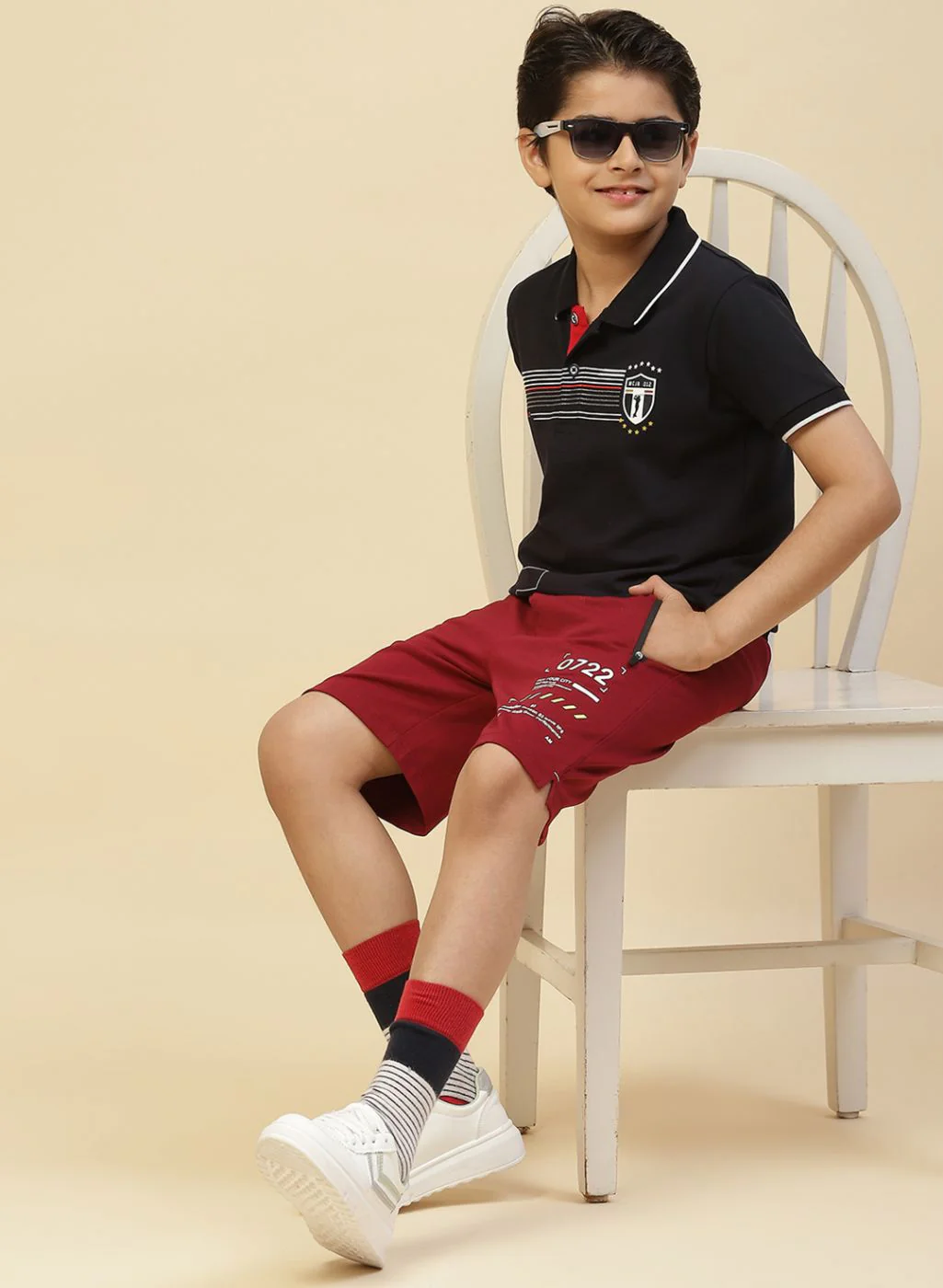 Boys Navy Blue Printed T-Shirt - Image 2