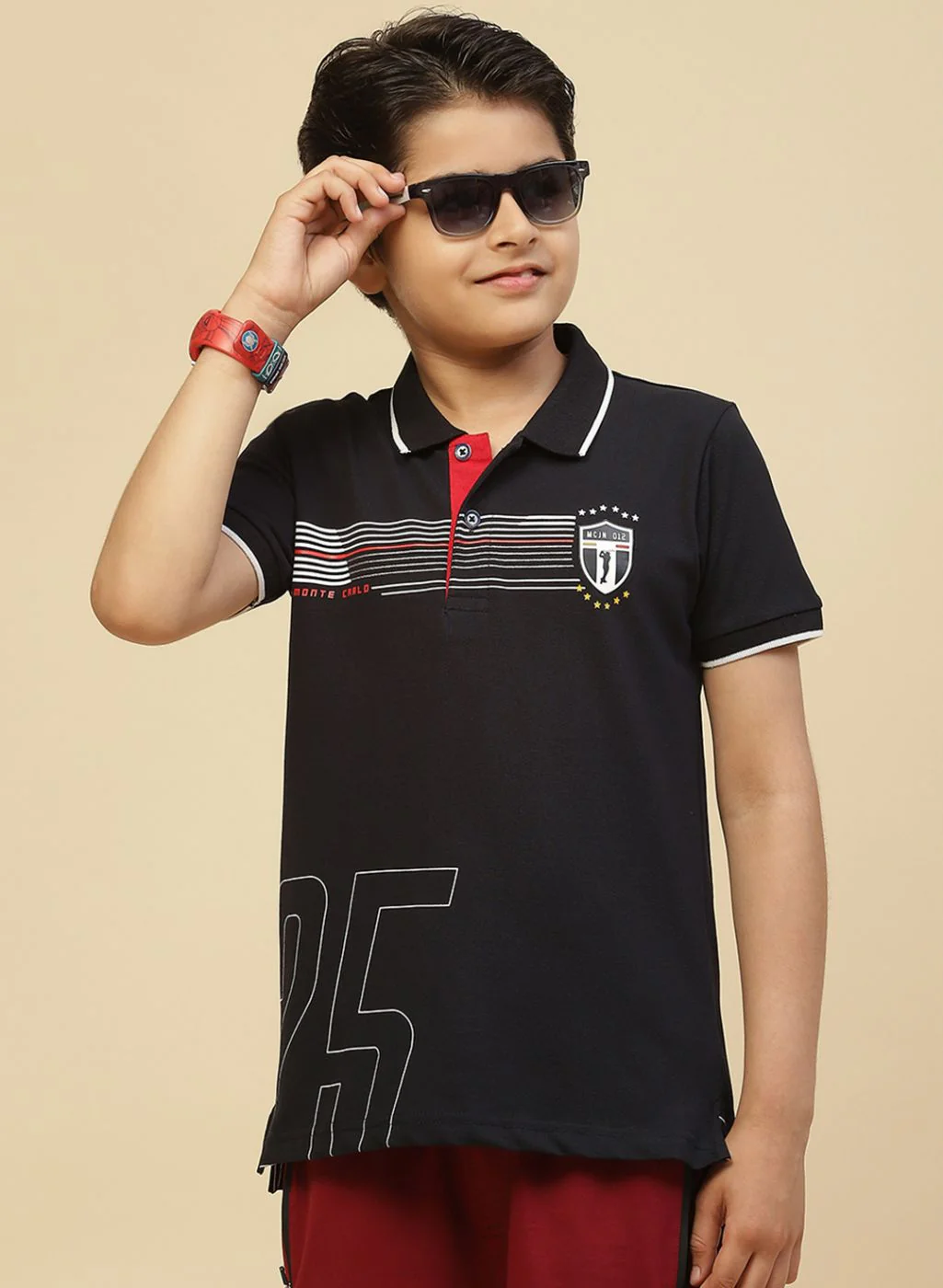 Boys Navy Blue Printed T-Shirt - Image 3