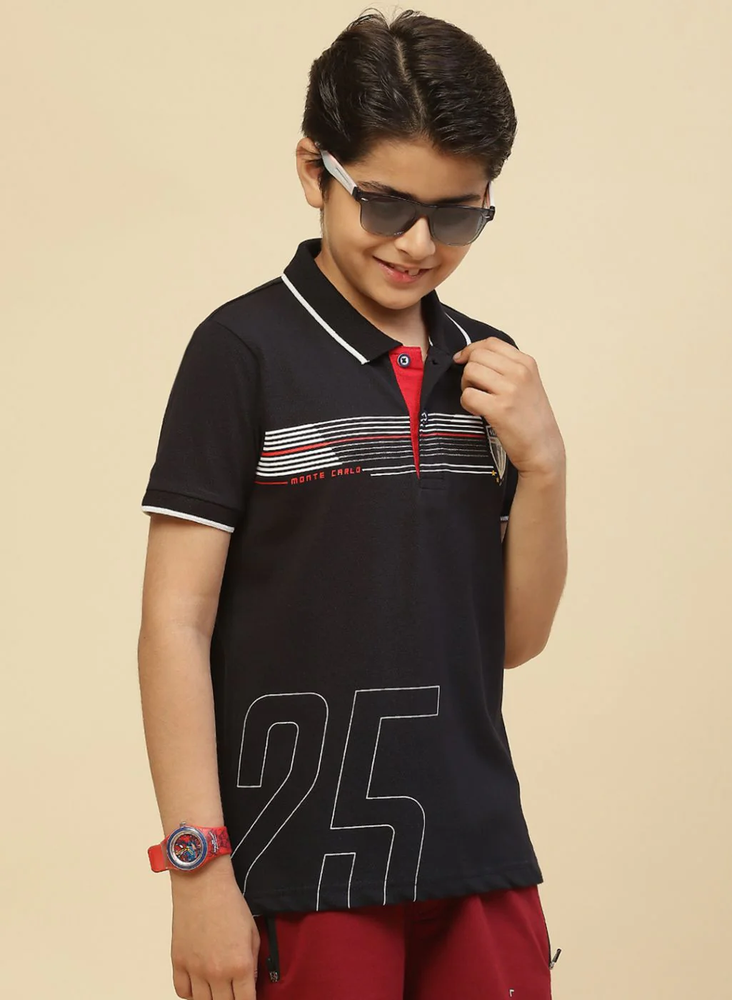 Boys Navy Blue Printed T-Shirt - Image 4