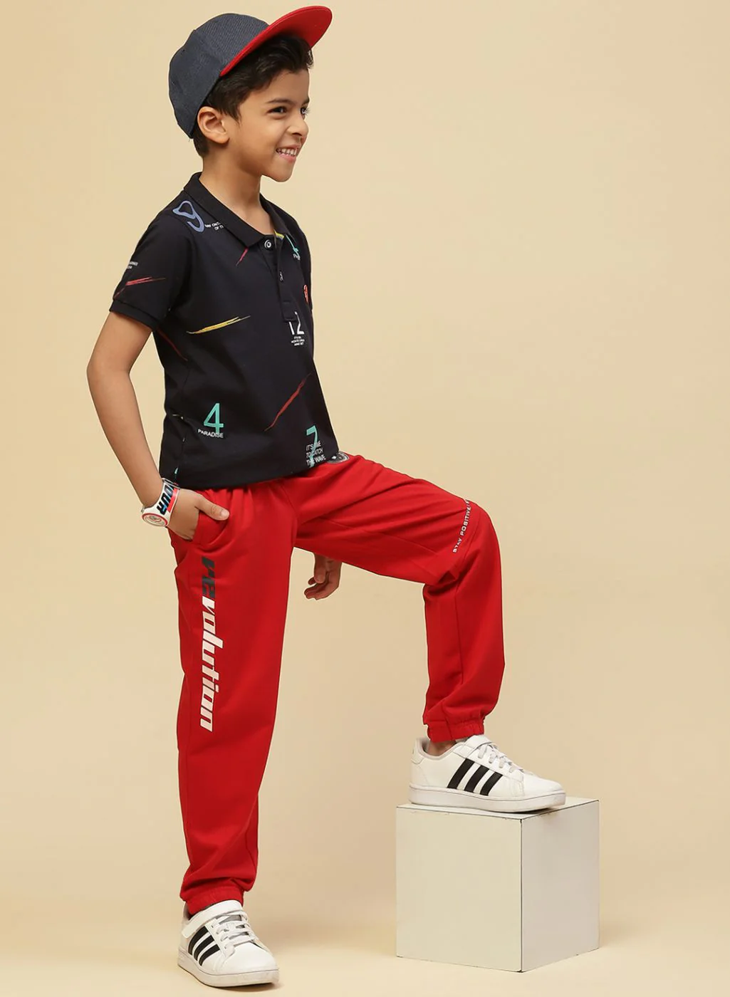 Boys Navy Blue Printed T-Shirt - Image 5