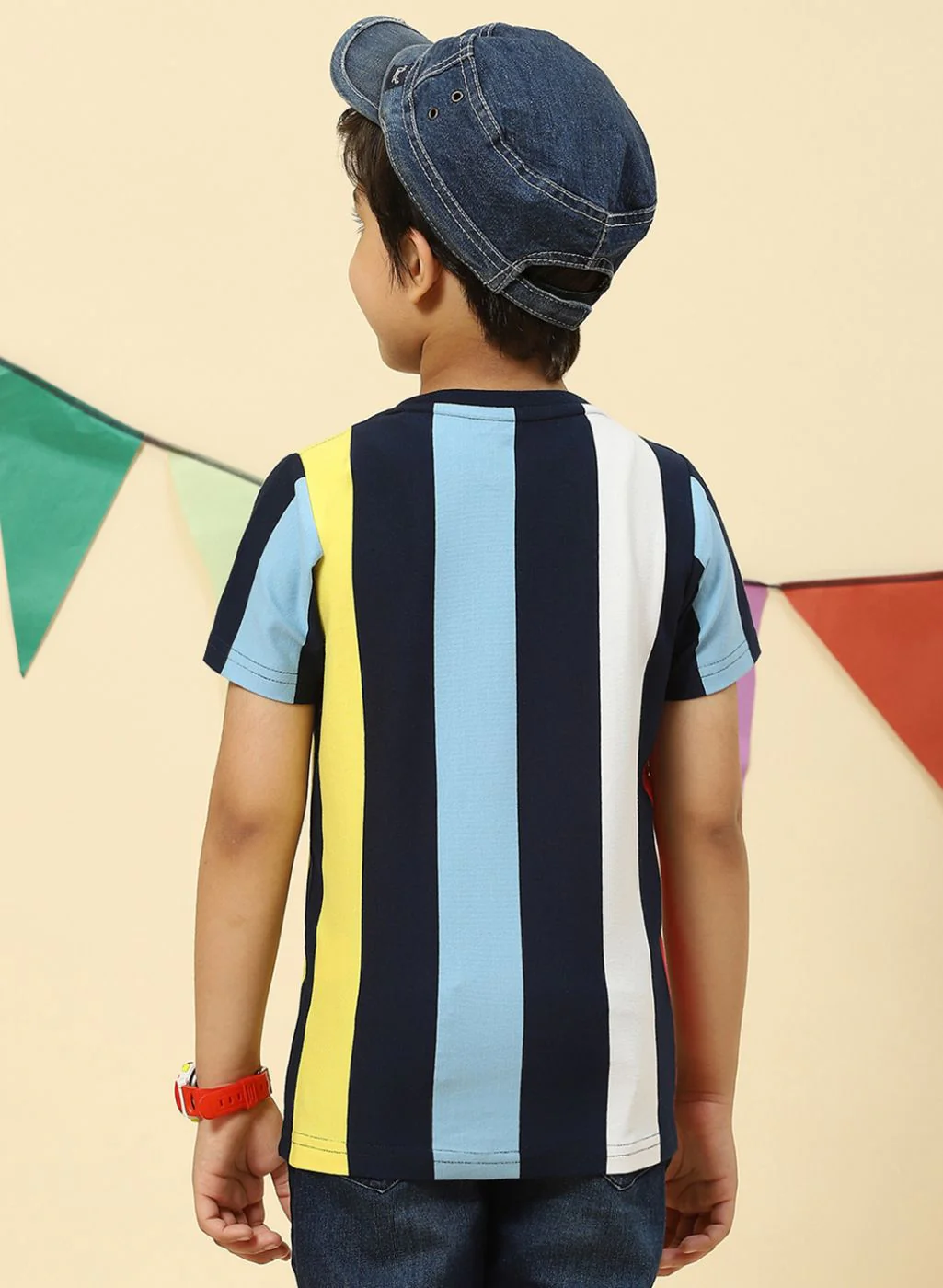 Boys NAvy Blue Printed T-Shirt - Image 5