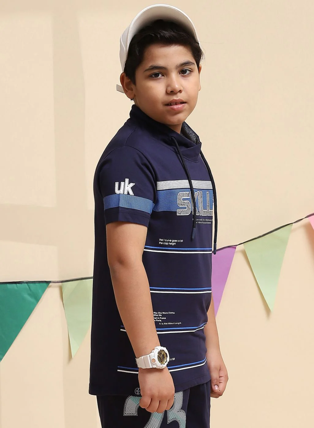Boys Navy Blue Printed T-Shirt - Image 4