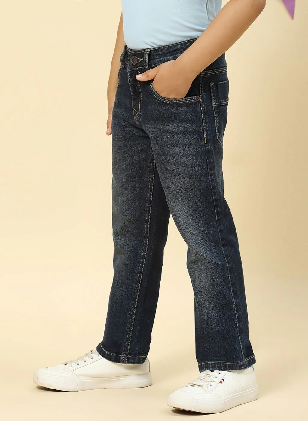 Boys NAvy Blue Regular Fit Denim - Image 3