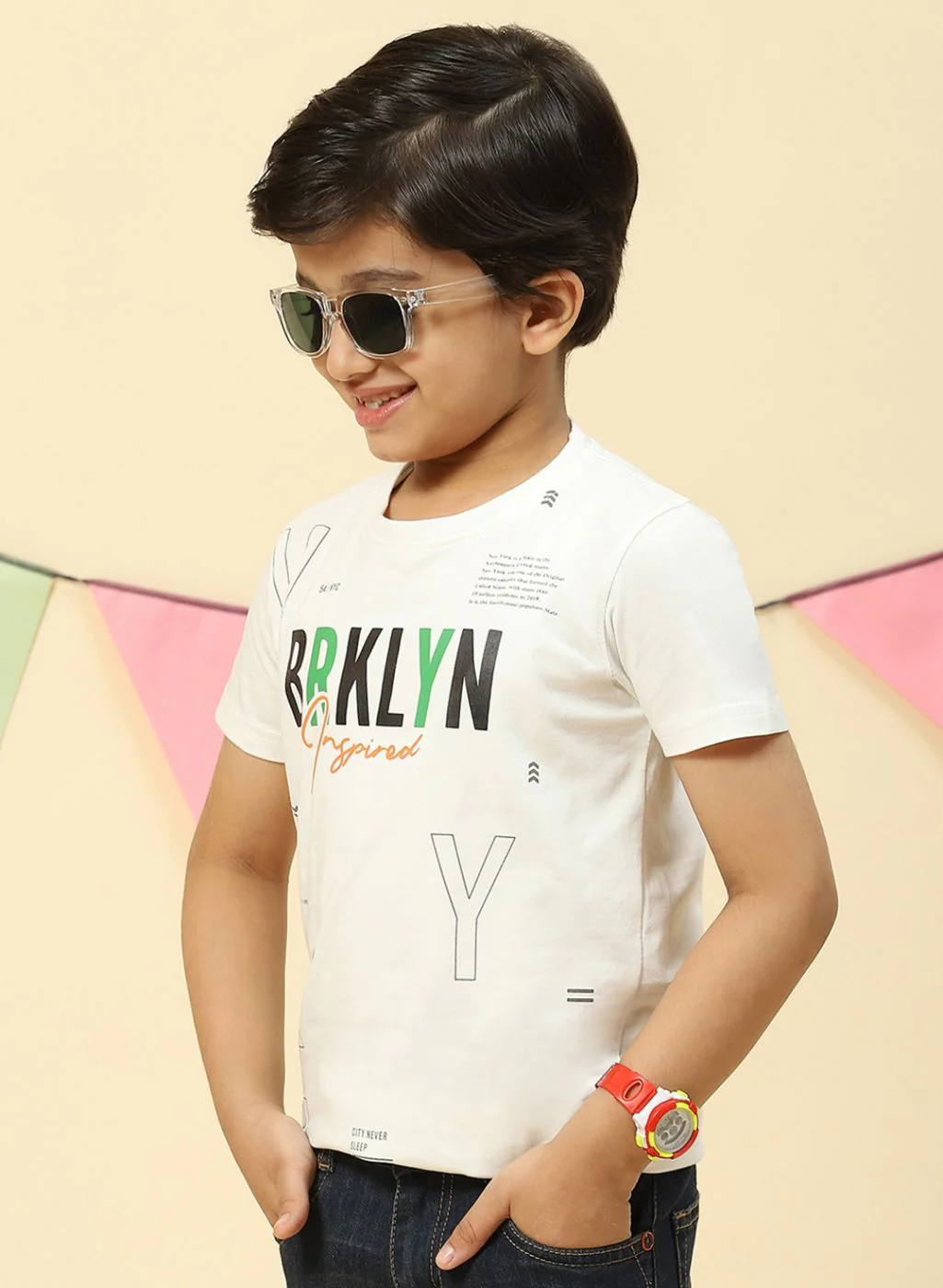 Boys Off White Printed T-Shirt - Image 3