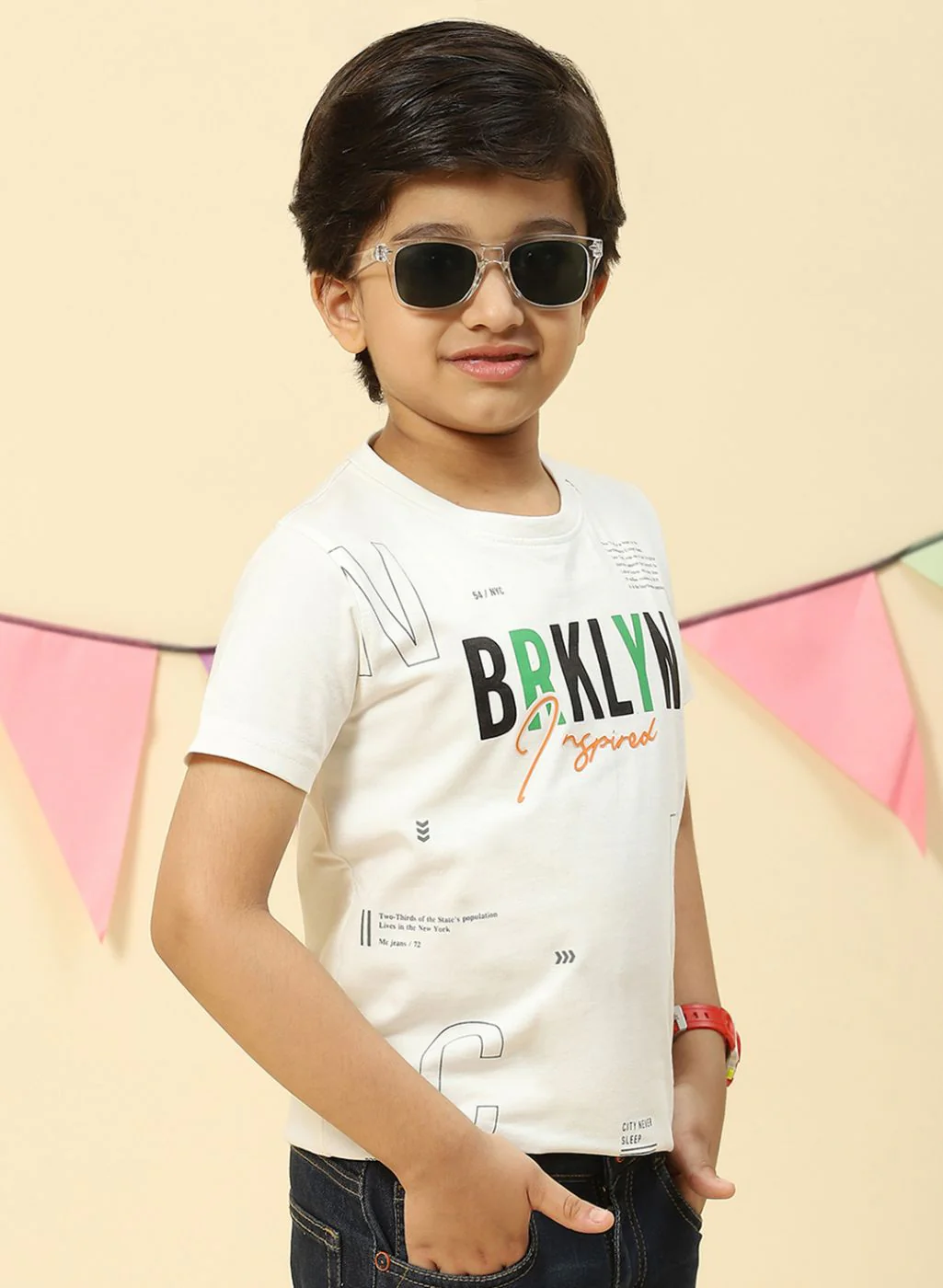 Boys Off White Printed T-Shirt - Image 4