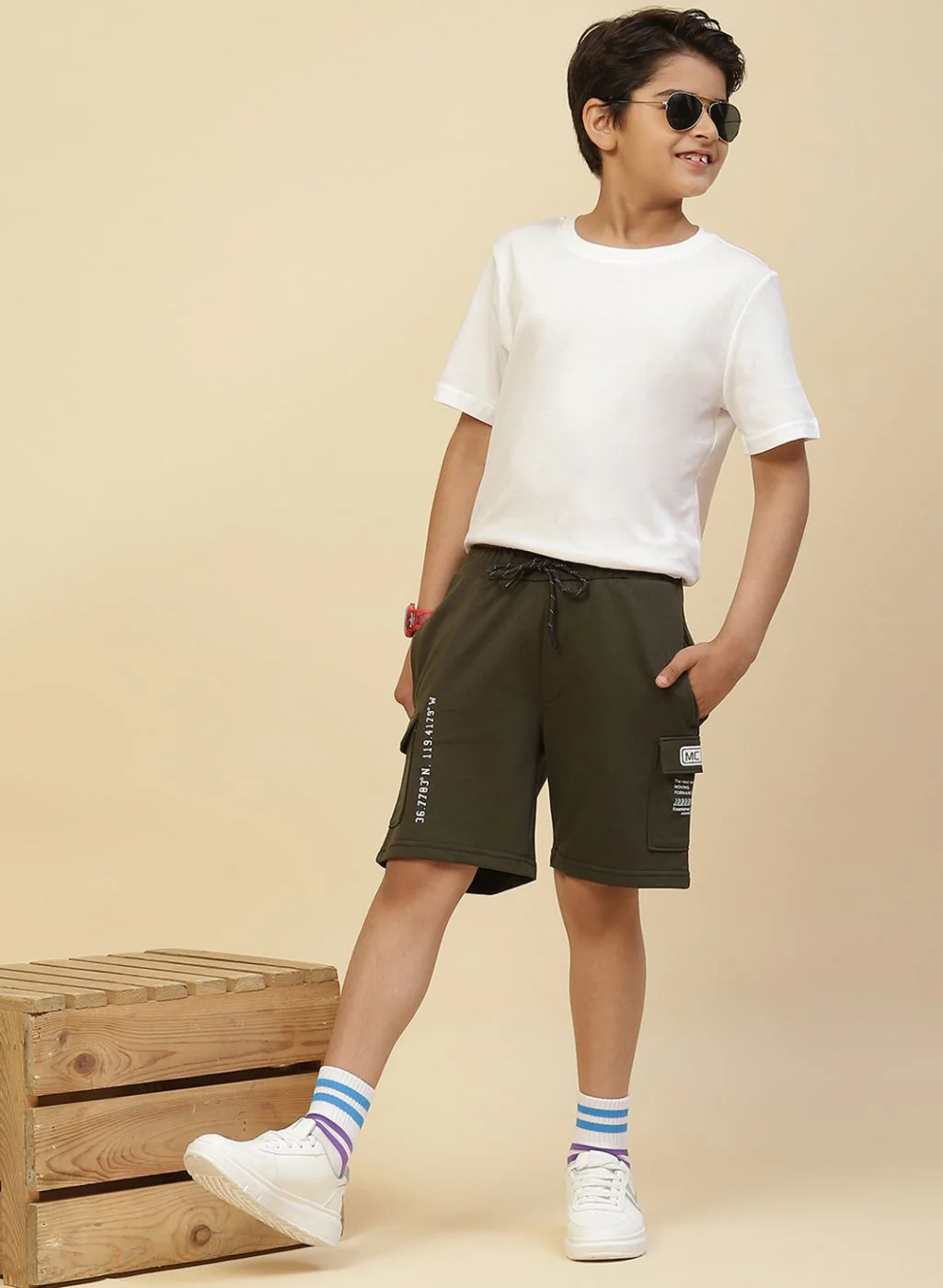 Boys Olive Printed Bermuda - Image 5
