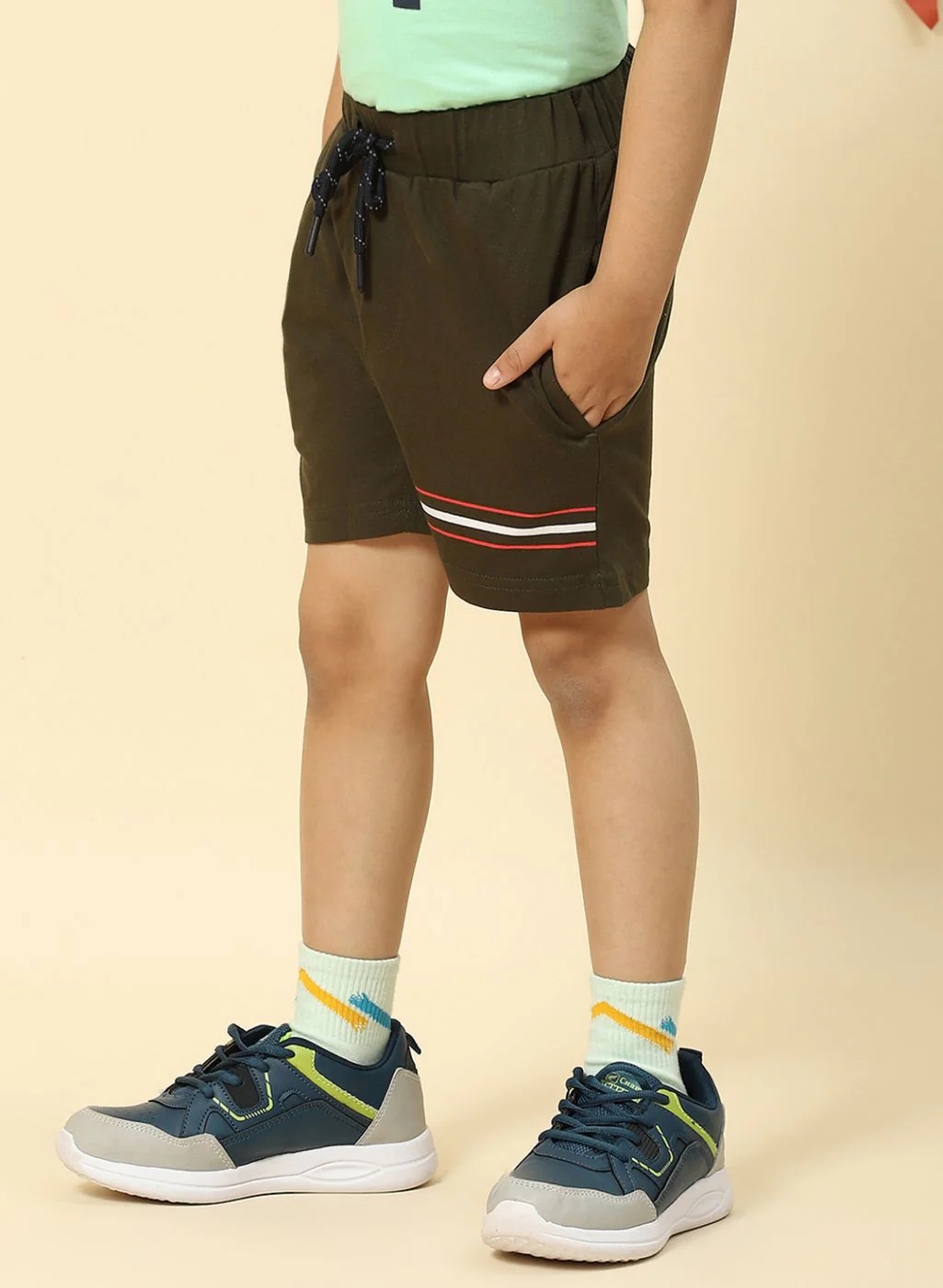 Boys Olive Printed Bermuda - Image 3