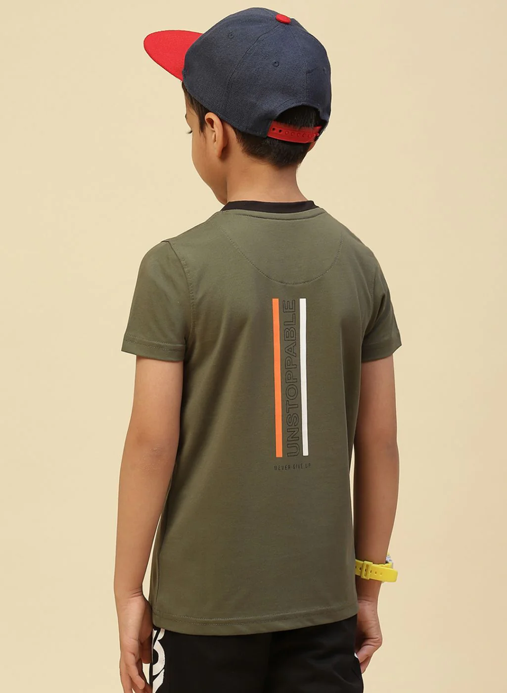Boys Olive Printed T-Shirt - Image 4