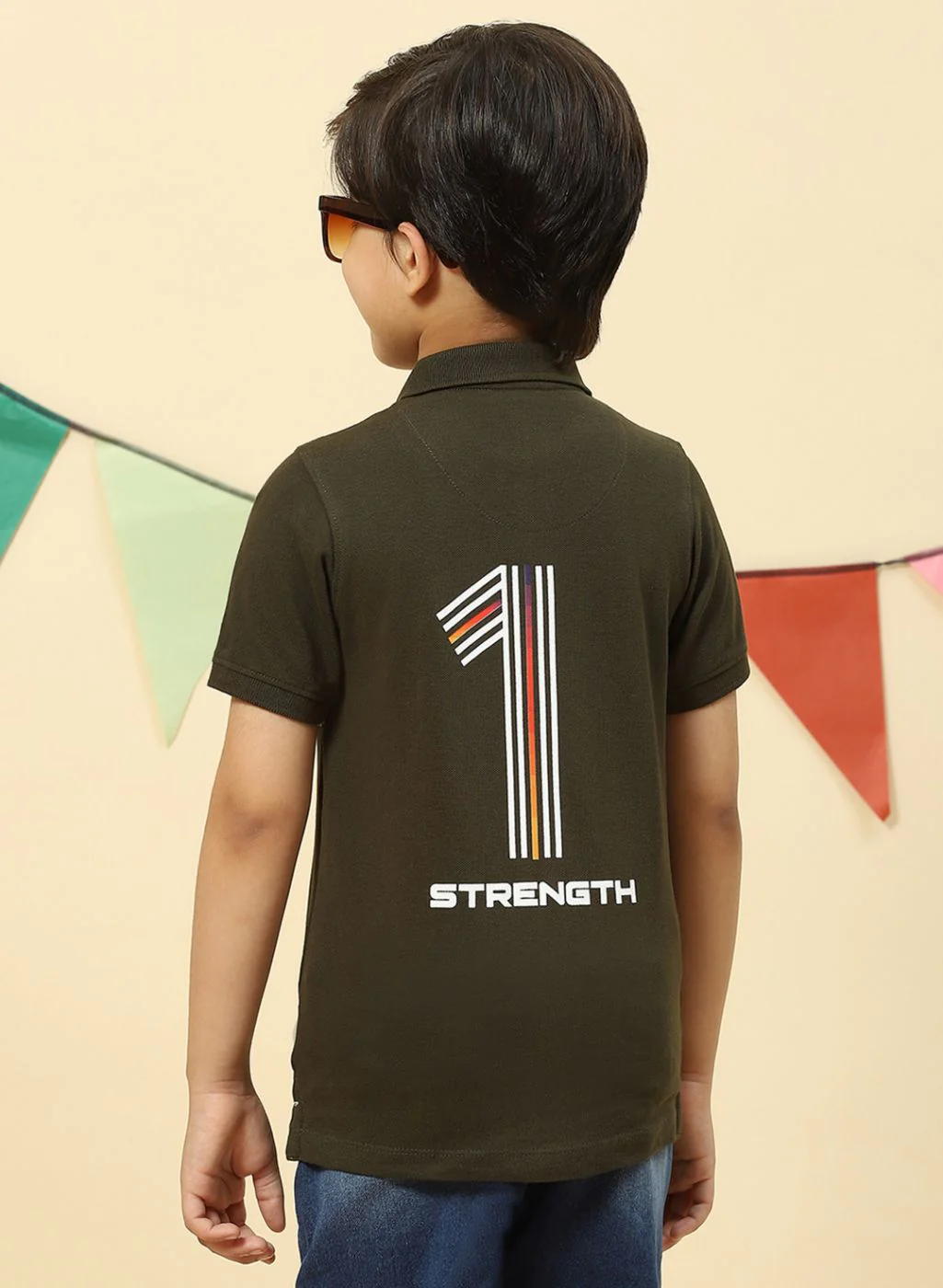 Boys Olive Printed T-Shirt - Image 5