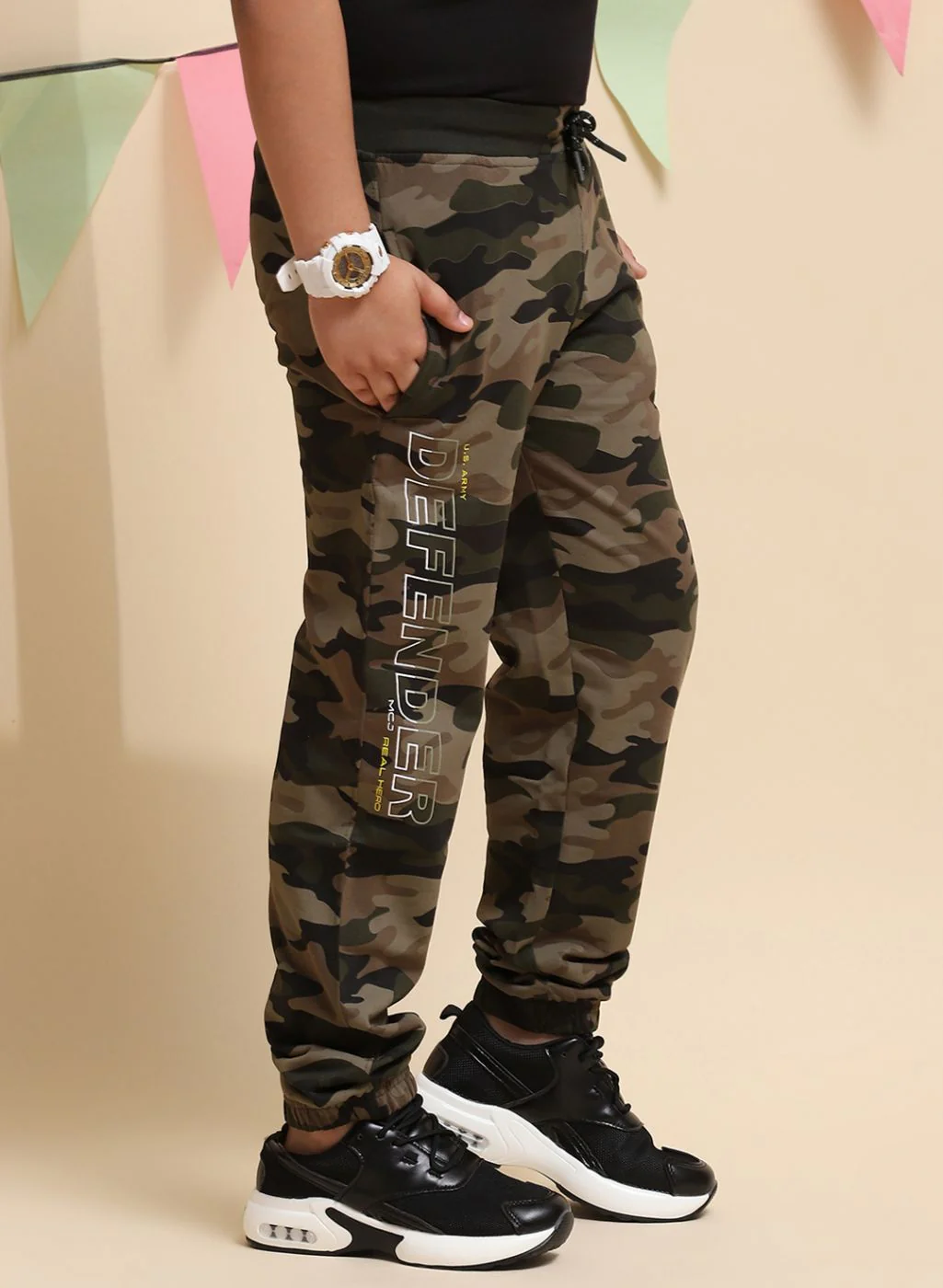 Boys Olive Regular Fit Lower - Image 4