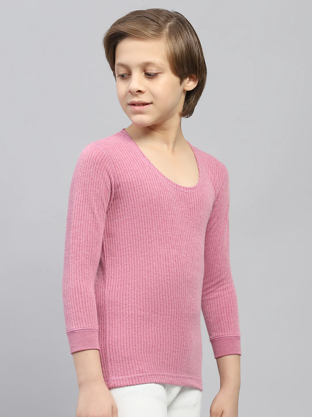 Boys Pink Solid Thermal Vest - Image 3