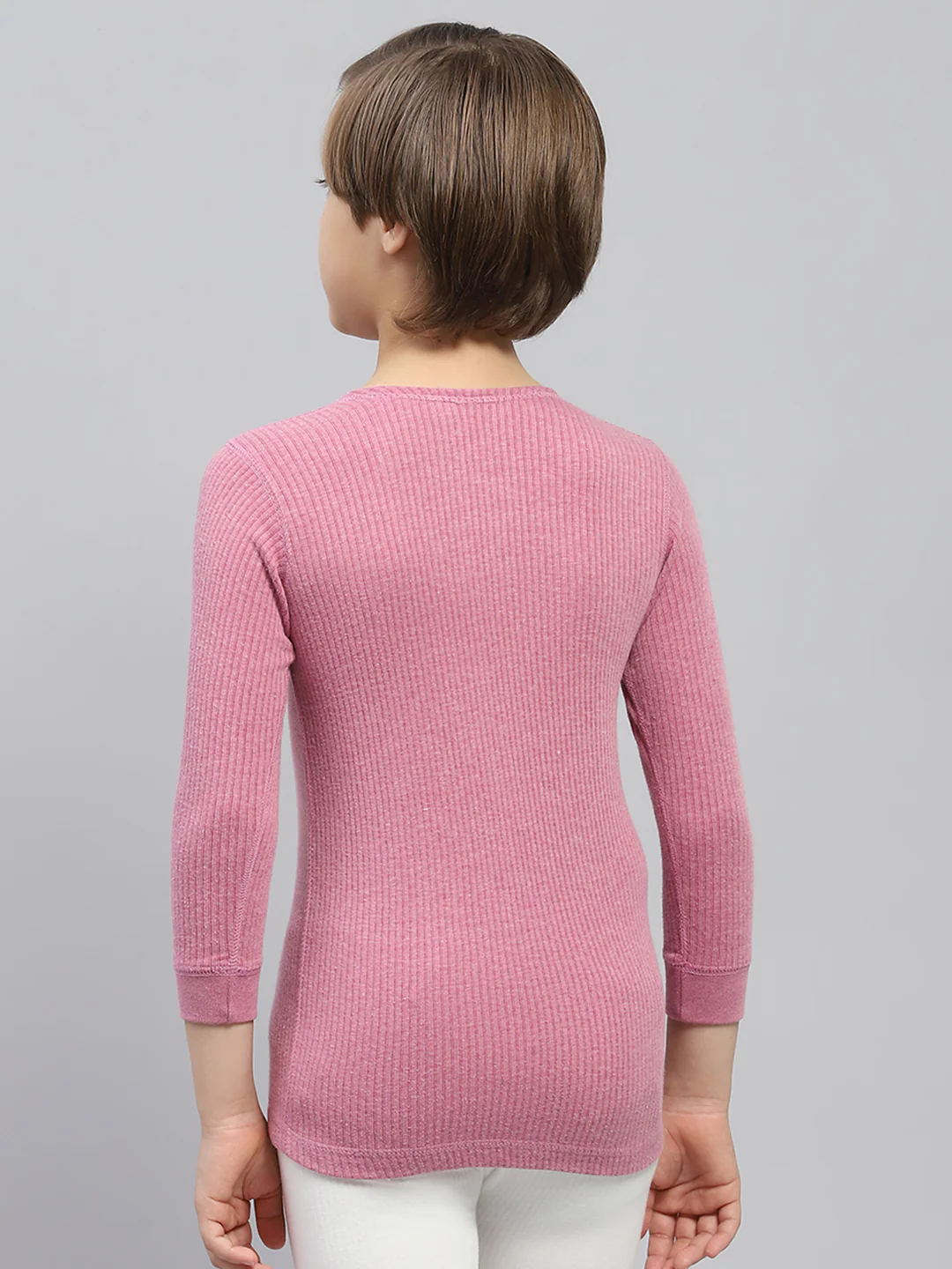 Boys Pink Solid Thermal Vest - Image 4