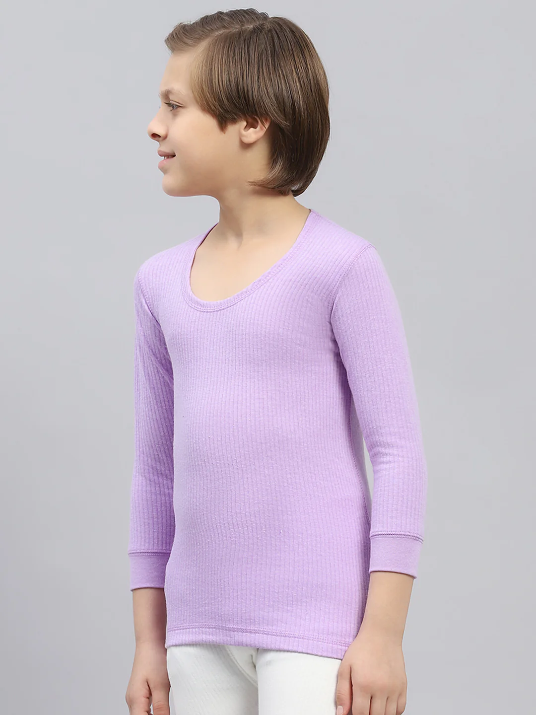 Boys Purple Solid Thermal Vest - Image 4