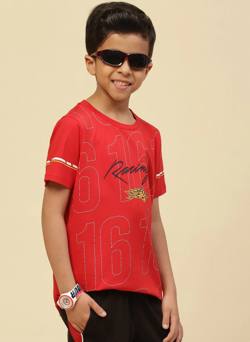 Boys Red Printed T-Shirt - Image 4