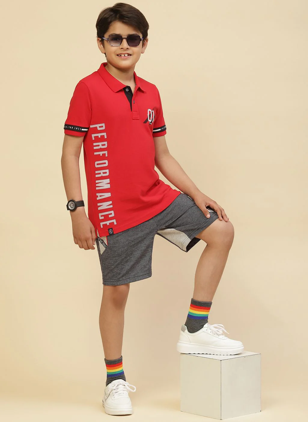 Boys Red Printed T-Shirt - Image 4