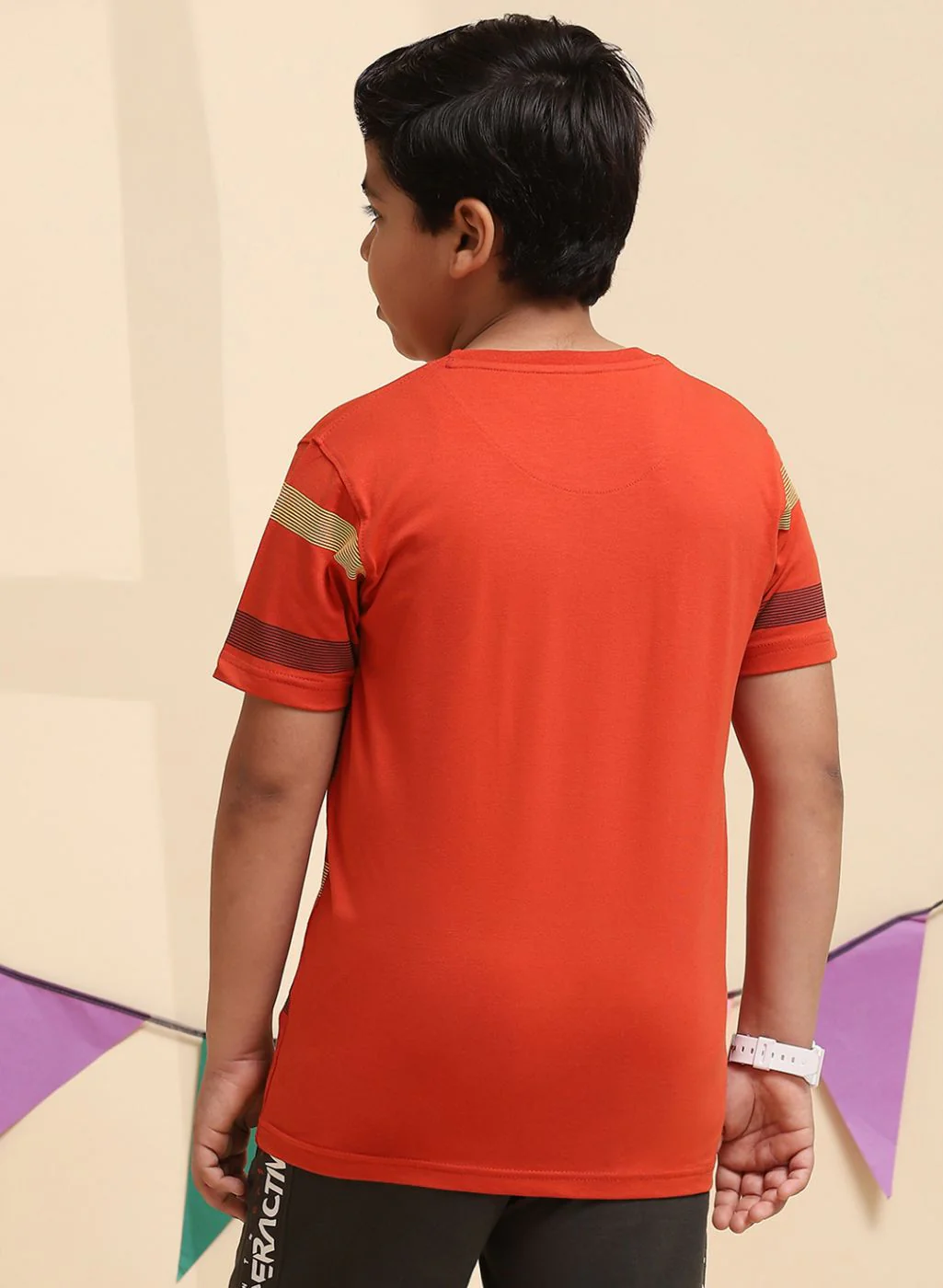 Boys Rust Orange Printed T-Shirt - Image 5