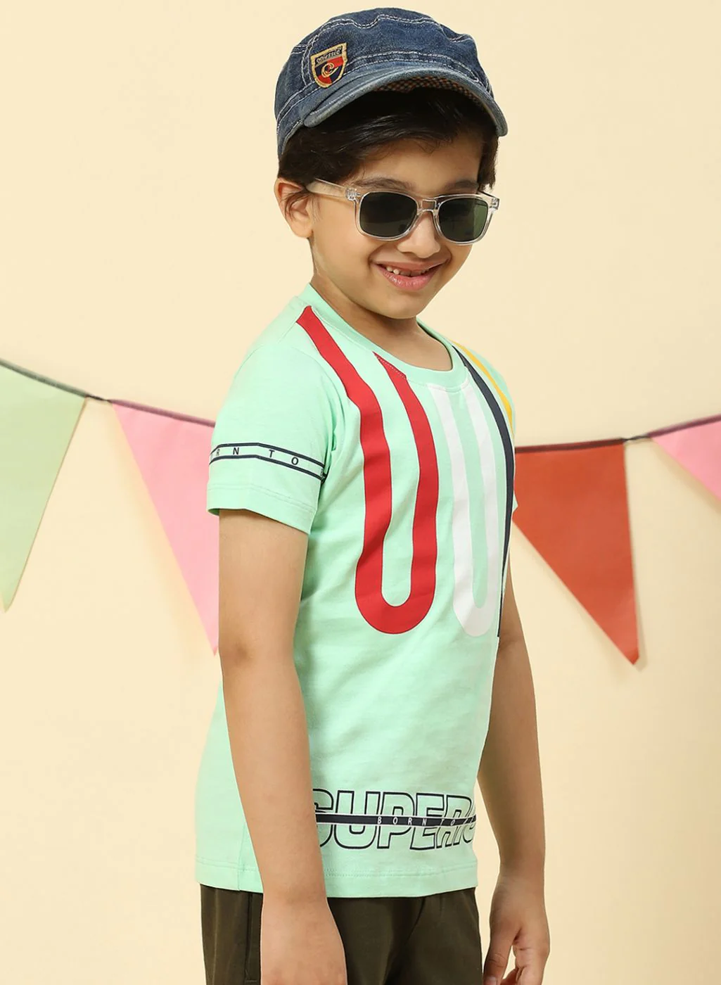 Boys Sea Green Printed T-Shirt - Image 4