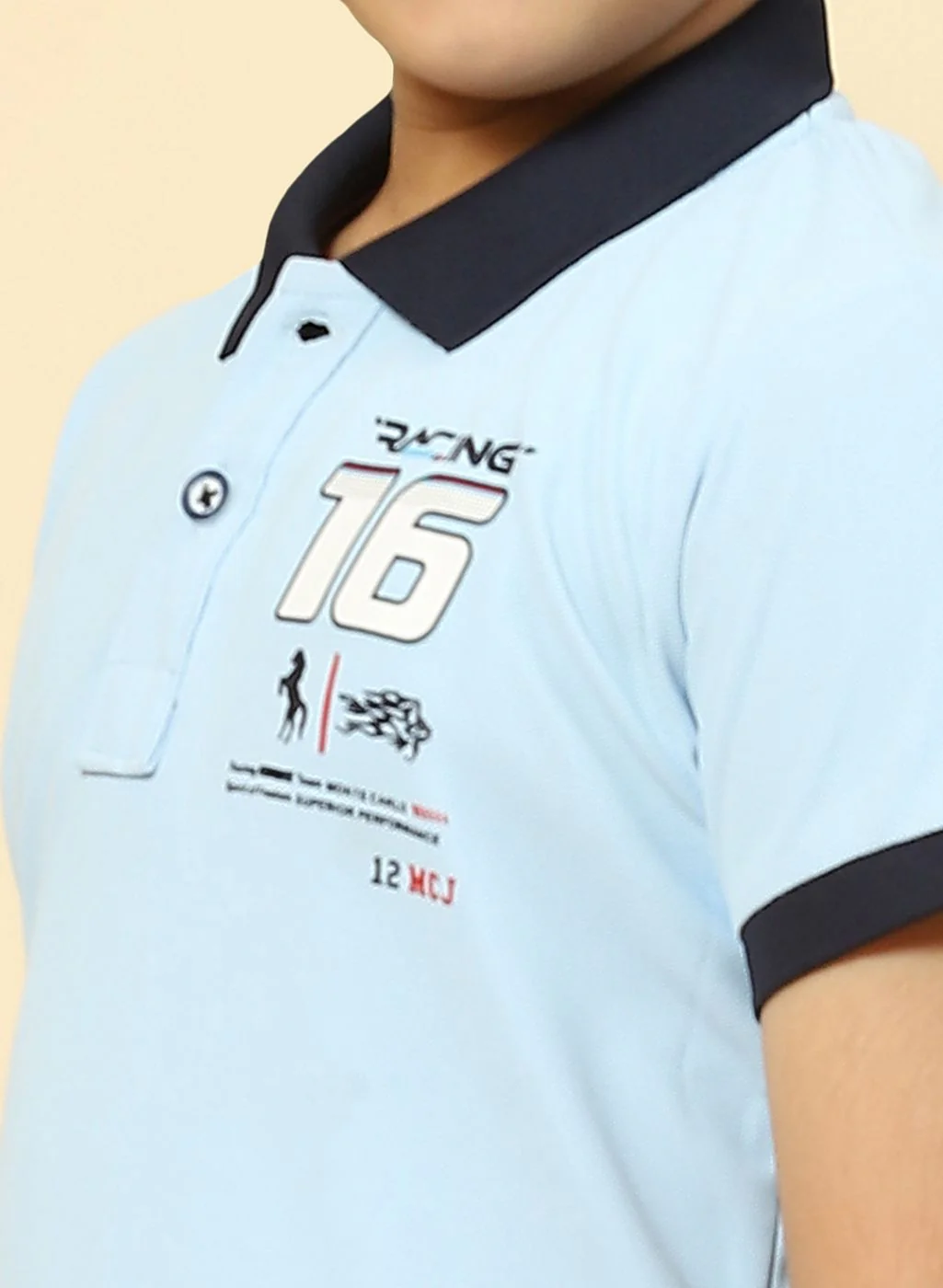 Boys Sky Blue Printed T-Shirt - Image 6