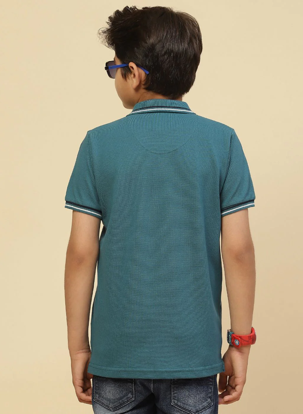 Boys Teal Blue Printed T-Shirt - Image 5