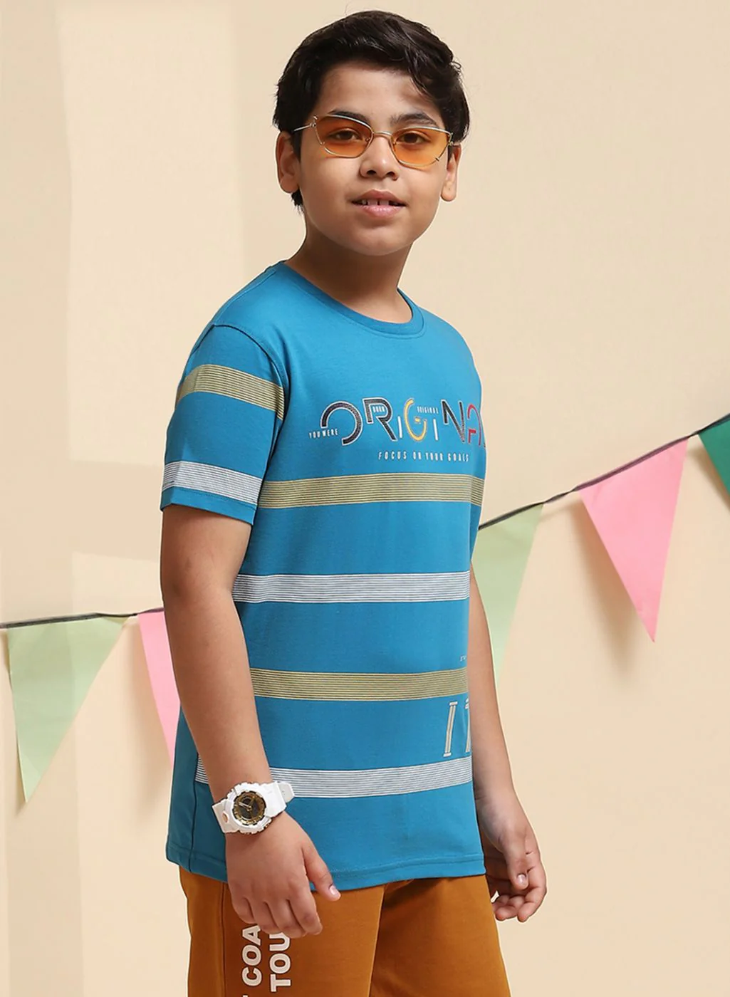 Boys Teal Blue Printed T-Shirt - Image 4