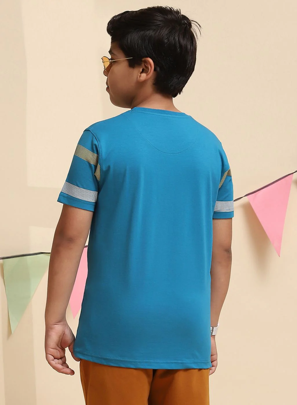 Boys Teal Blue Printed T-Shirt - Image 5