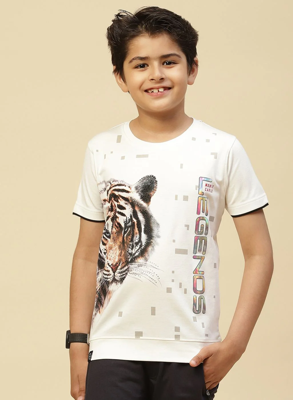 Boys White Printed T-Shirt - Image 2