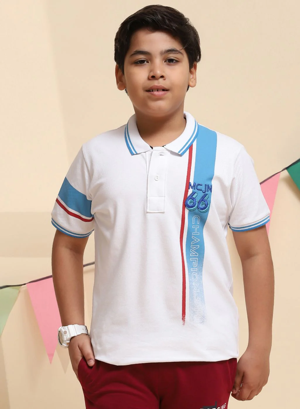 Boys White Printed T-Shirt - Image 2