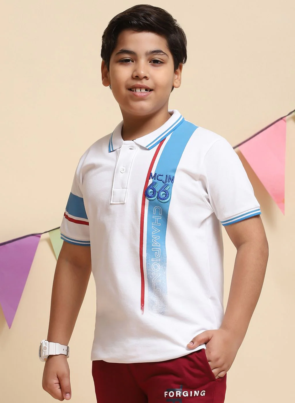 Boys White Printed T-Shirt - Image 3