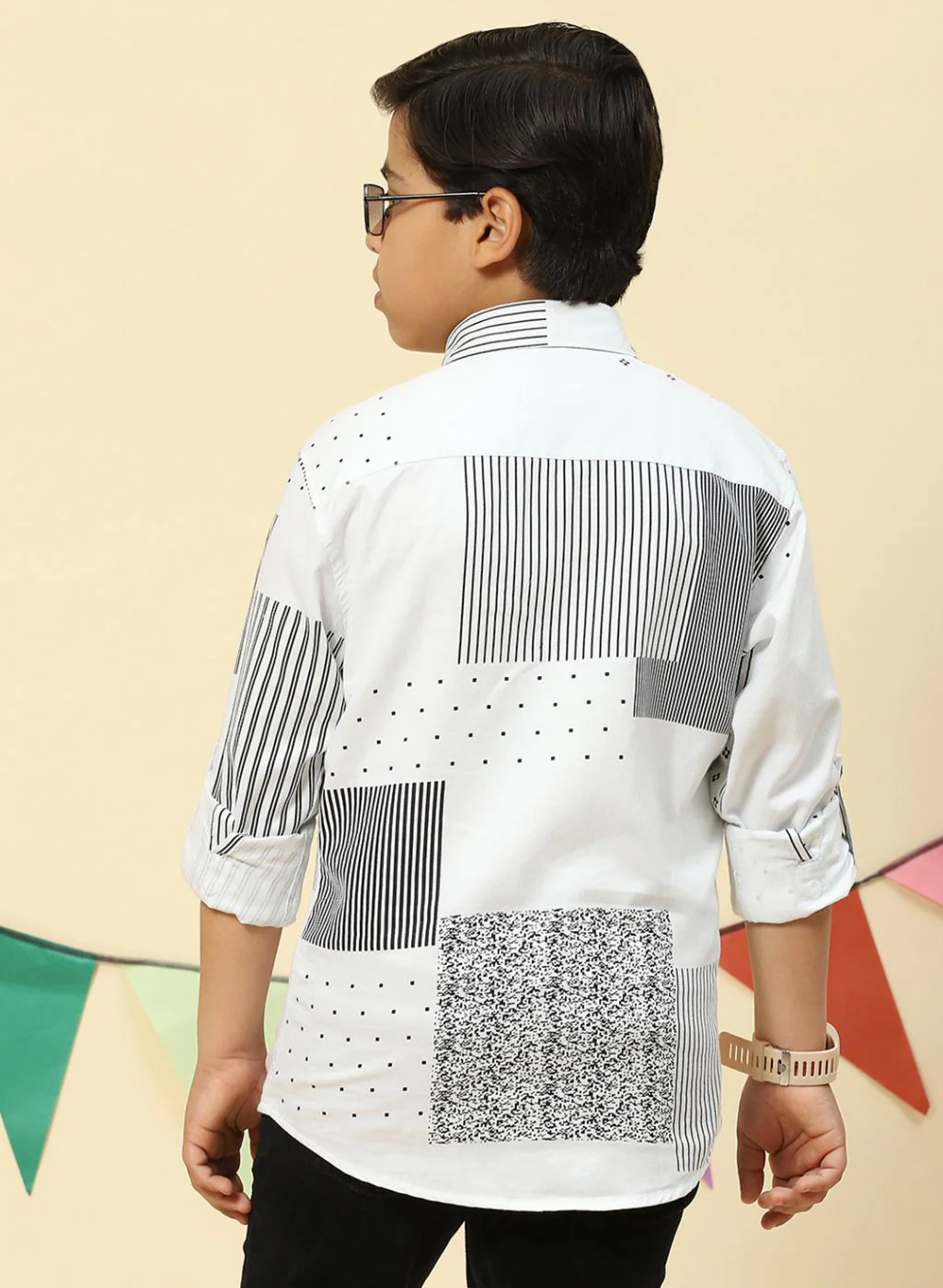 Boys White Solid Shirt - Image 5