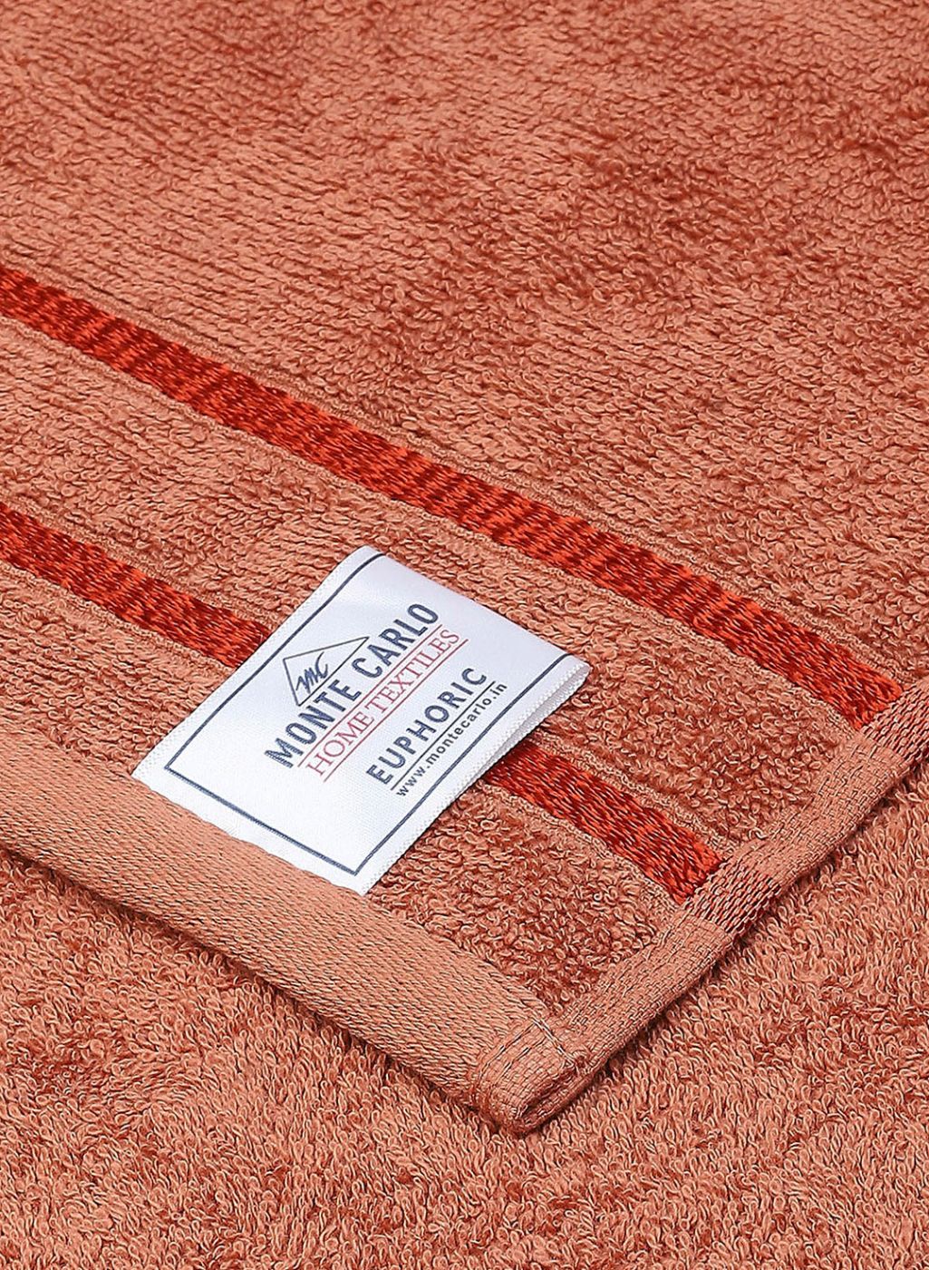 Brown & Peach Cotton 525 GSM Towel Set Pack of 4 (2 Bath & 2 Hand Towels) - Image 4
