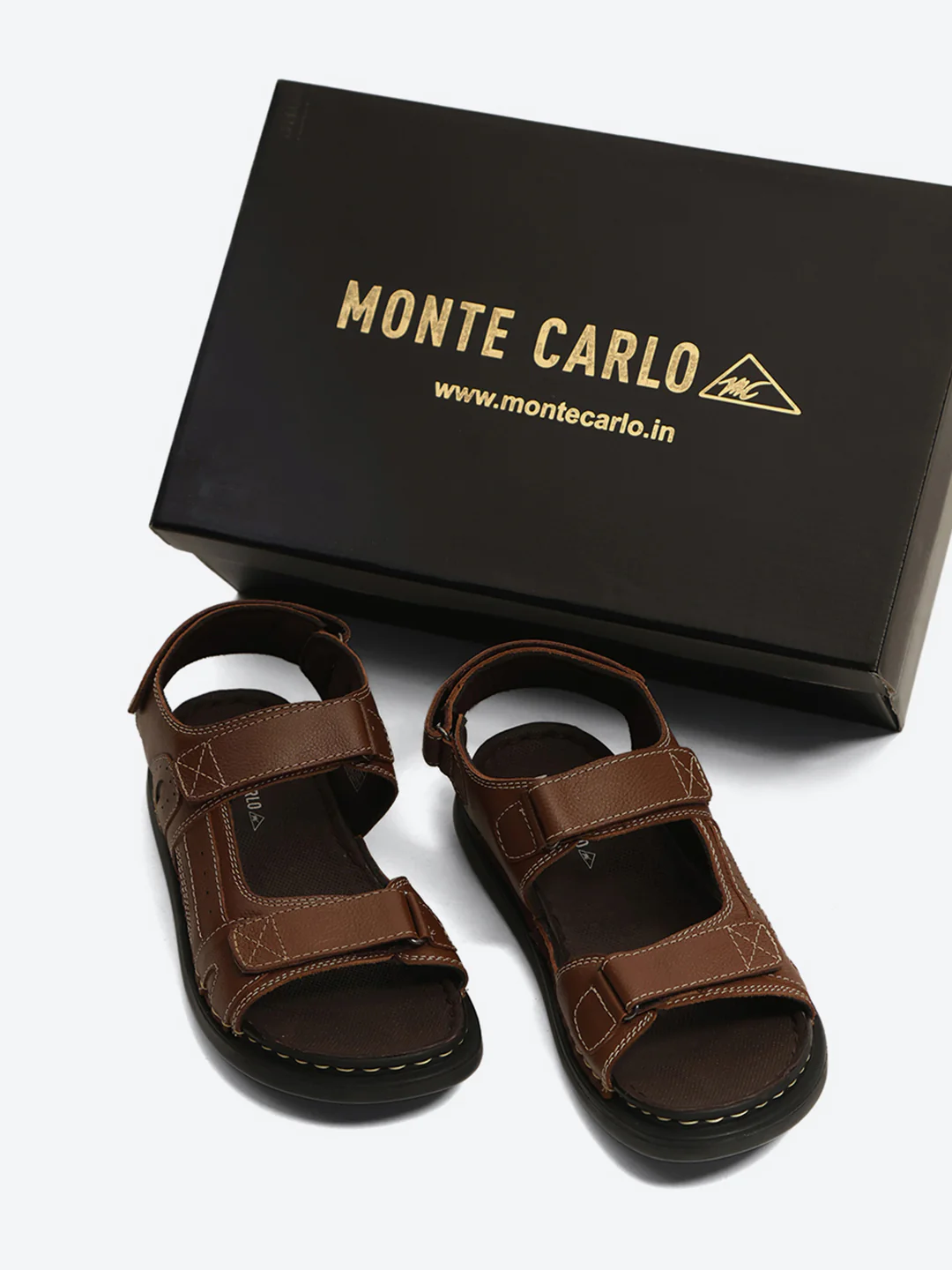 Monte Carlo Brown Velcro Adjustable Sporty Look I Daily Use Walking & Outdoor I Casual Floater Sandals for Men - Image 9